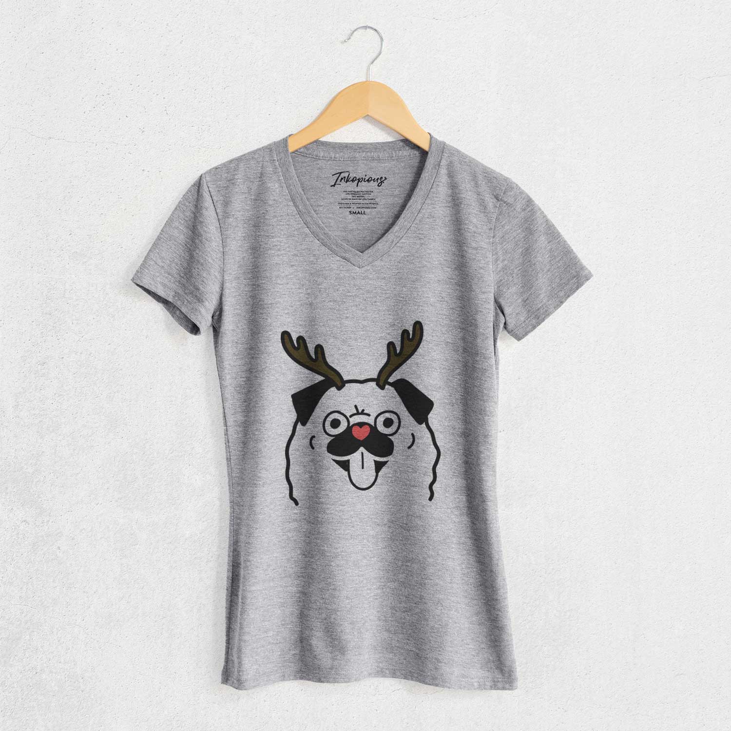 Red Nose Pug - Women's V-neck Shirt