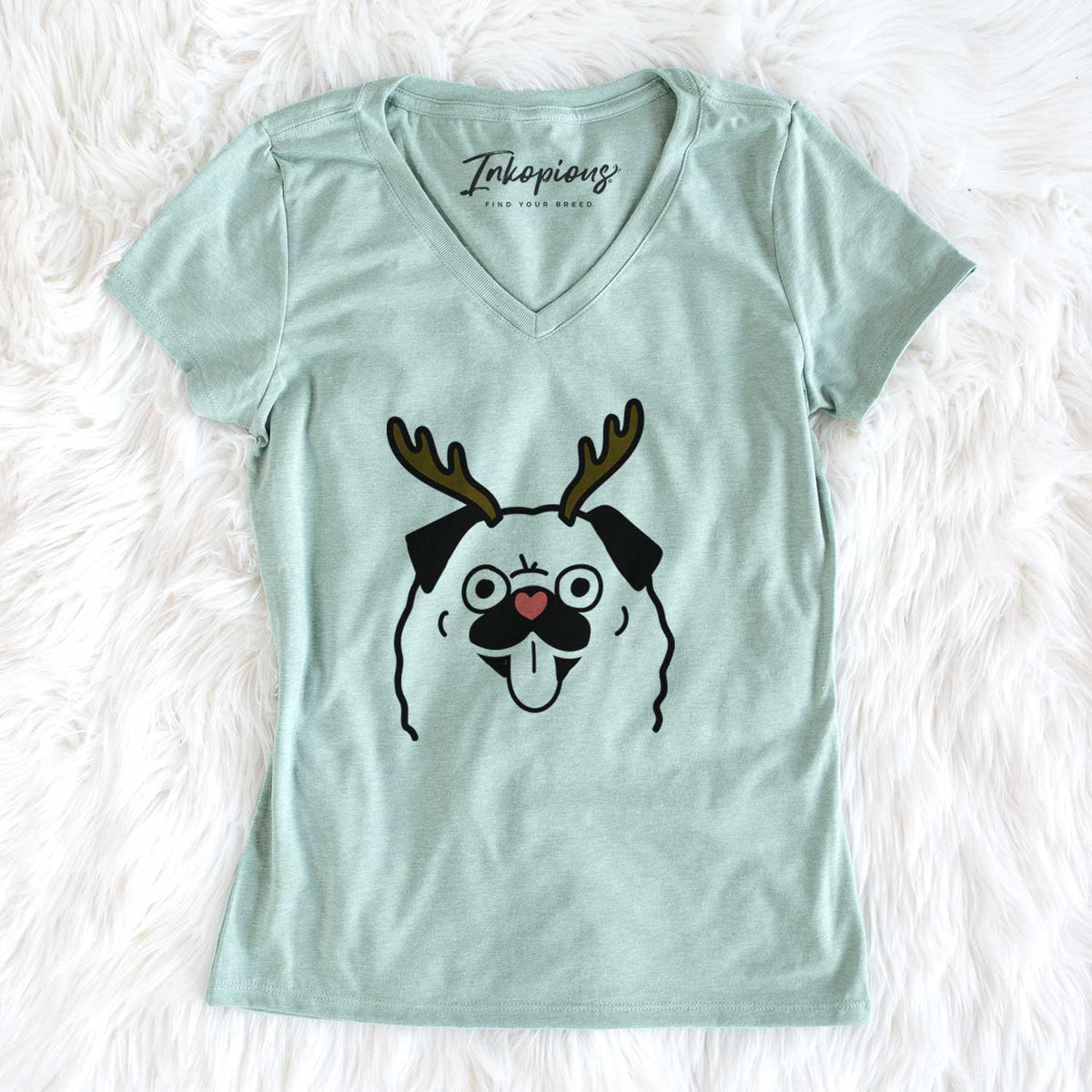 Red Nose Pug - Women&#39;s V-neck Shirt