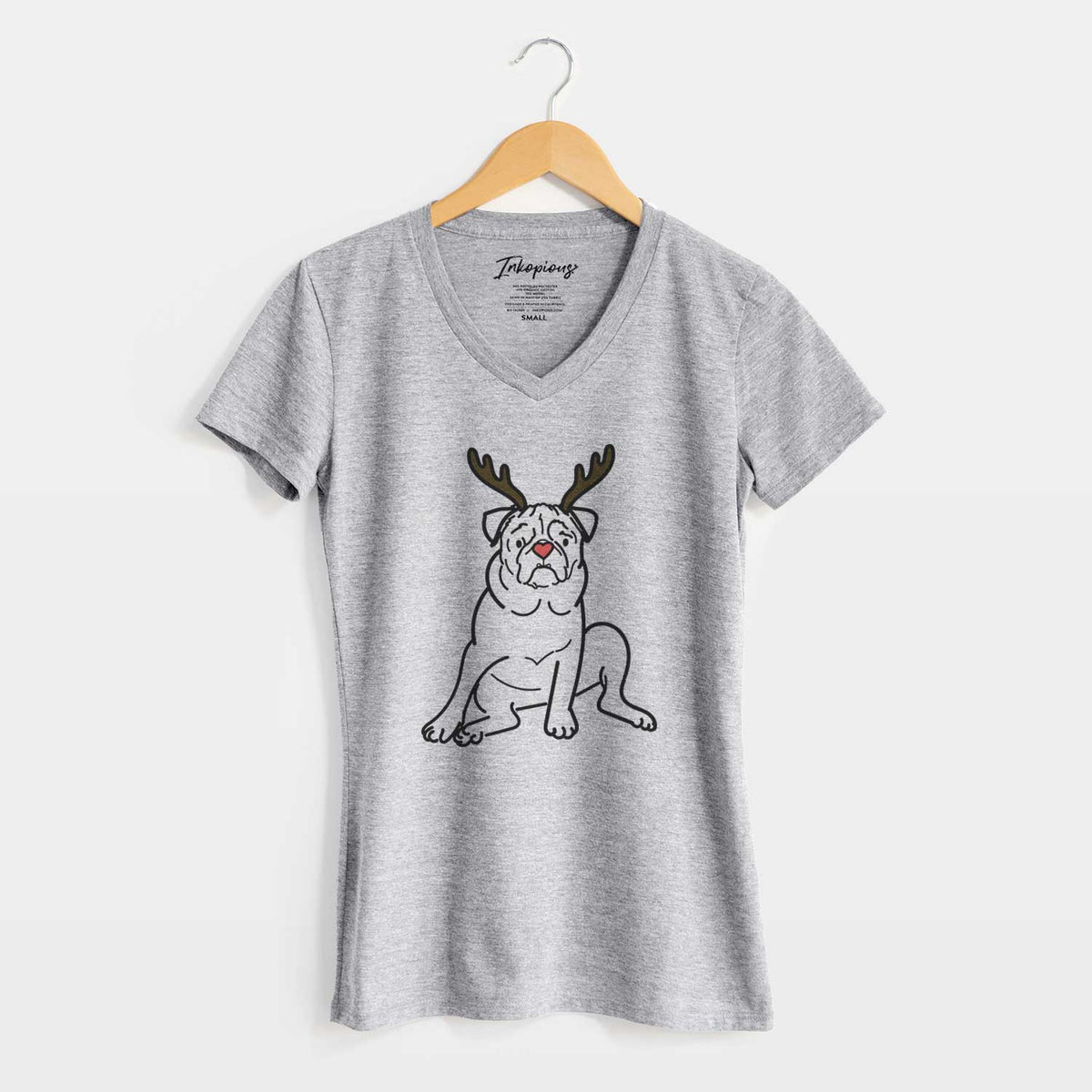 Red Nose Pug - Rudy - Women's V-neck Shirt