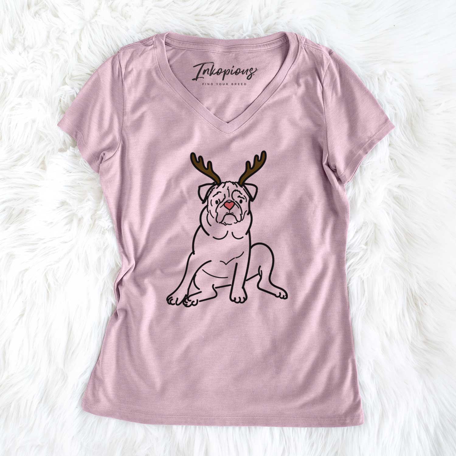 Red Nose Pug - Rudy - Women's V-neck Shirt