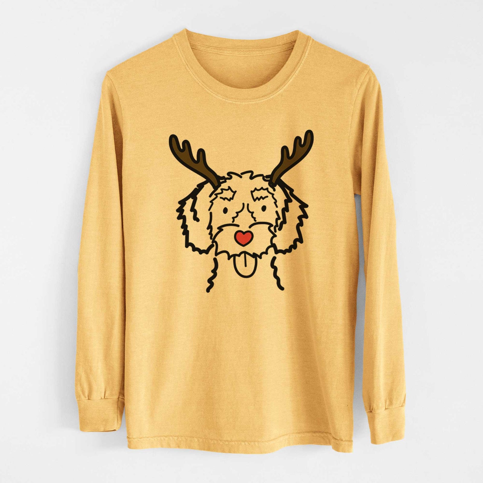 Red Nose White Schnoodle - Heavyweight 100% Cotton Long Sleeve