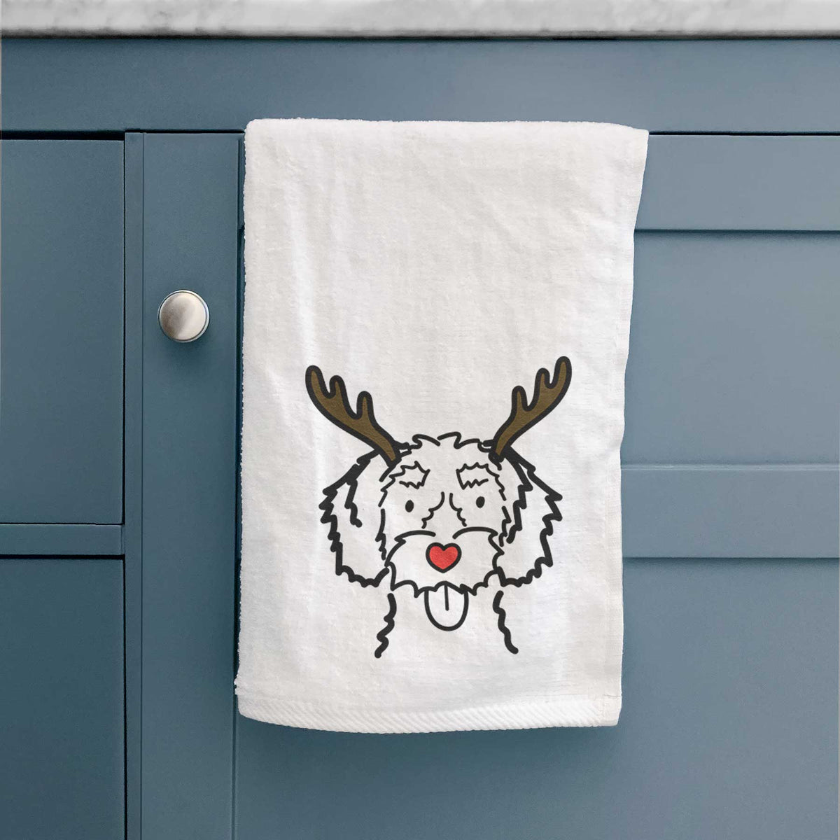 Red Nose White Schnoodle - Decorative Hand Towel