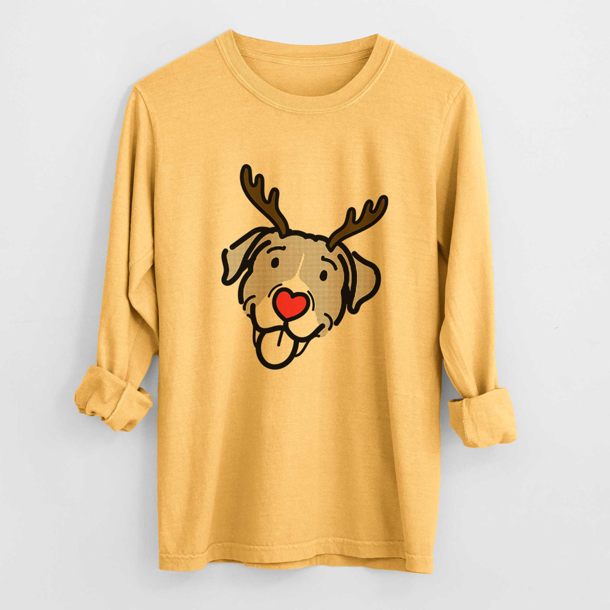 Red Nose Pitbull Mix - Shadow - Heavyweight 100% Cotton Long Sleeve