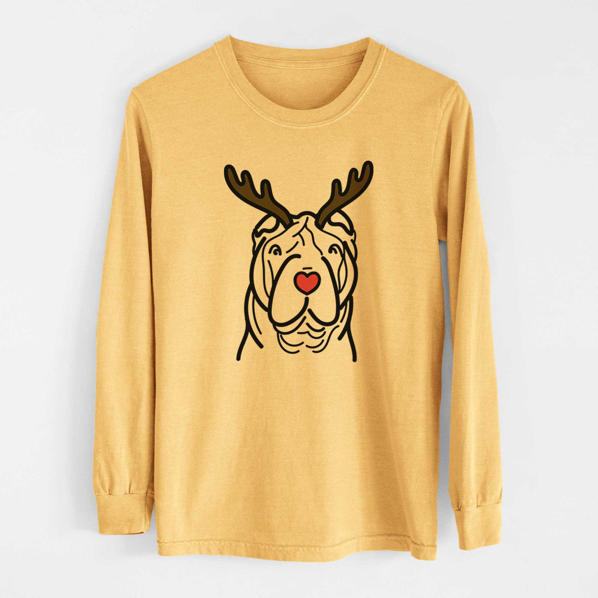 Red Nose Shar Pei - Heavyweight 100% Cotton Long Sleeve