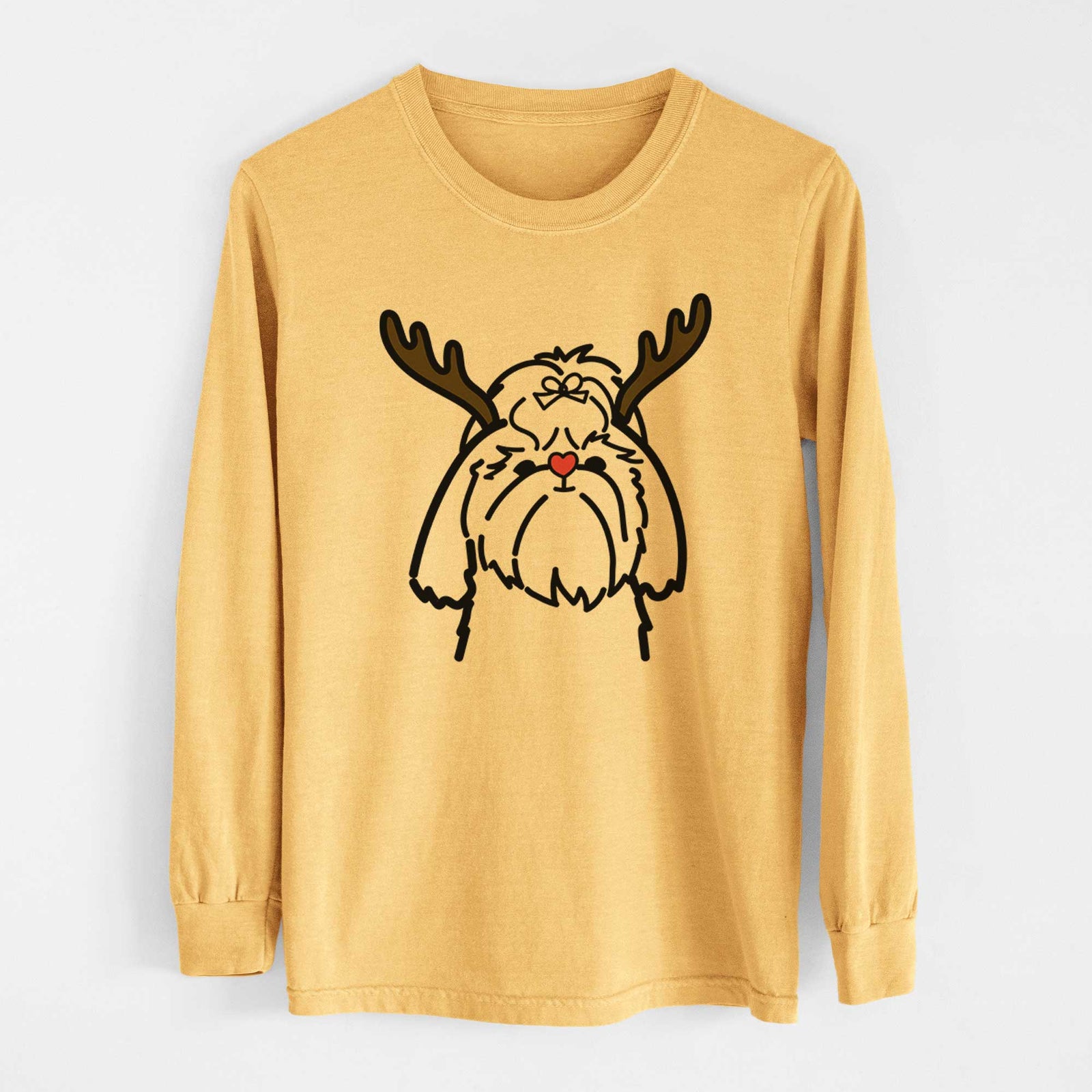 Red Nose Shih Tzu - Heavyweight 100% Cotton Long Sleeve