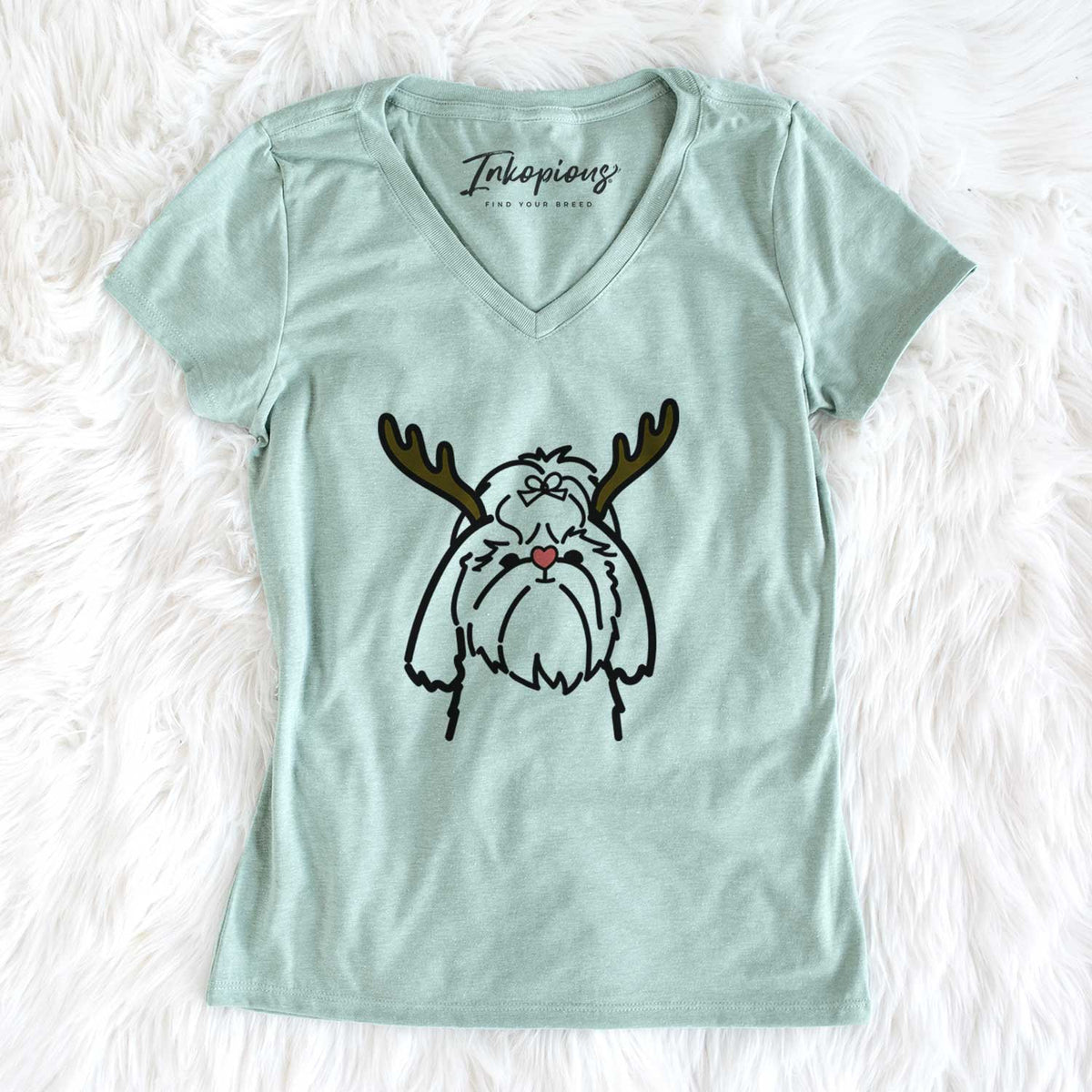 Red Nose Shih Tzu - Women&#39;s V-neck Shirt