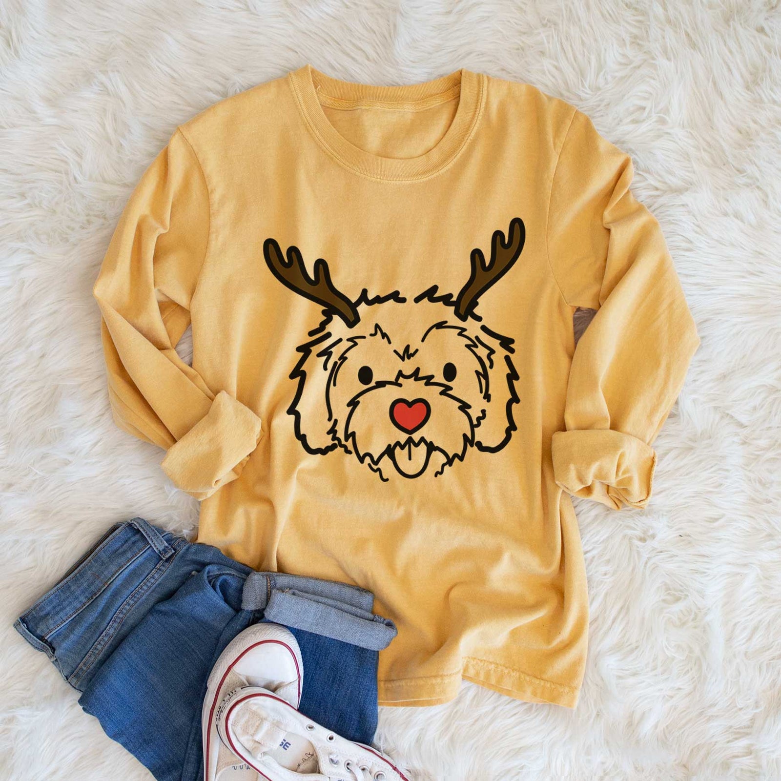 Red Nose Cockapoo - Sprinkles - Heavyweight 100% Cotton Long Sleeve