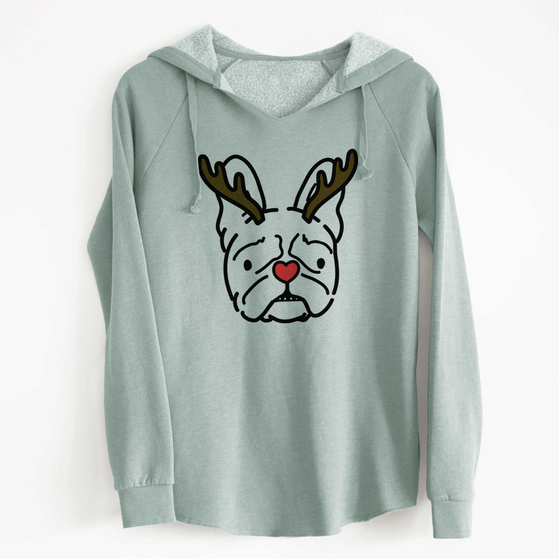 Red Nose French Bulldog - Squishy - Cali Wave Hooded Sweatshirt