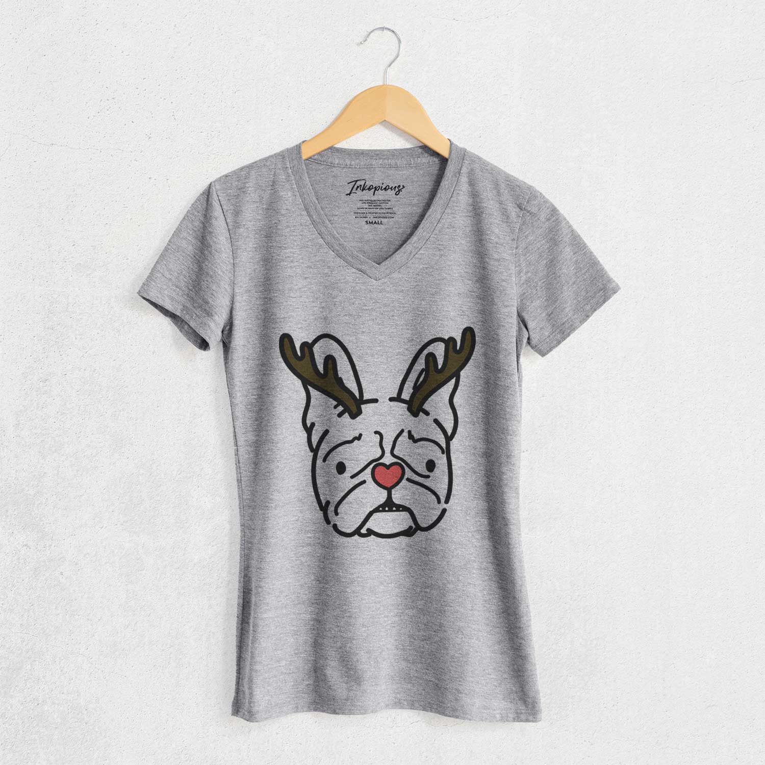 Red Nose French Bulldog - Squishy - Women's V-neck Shirt