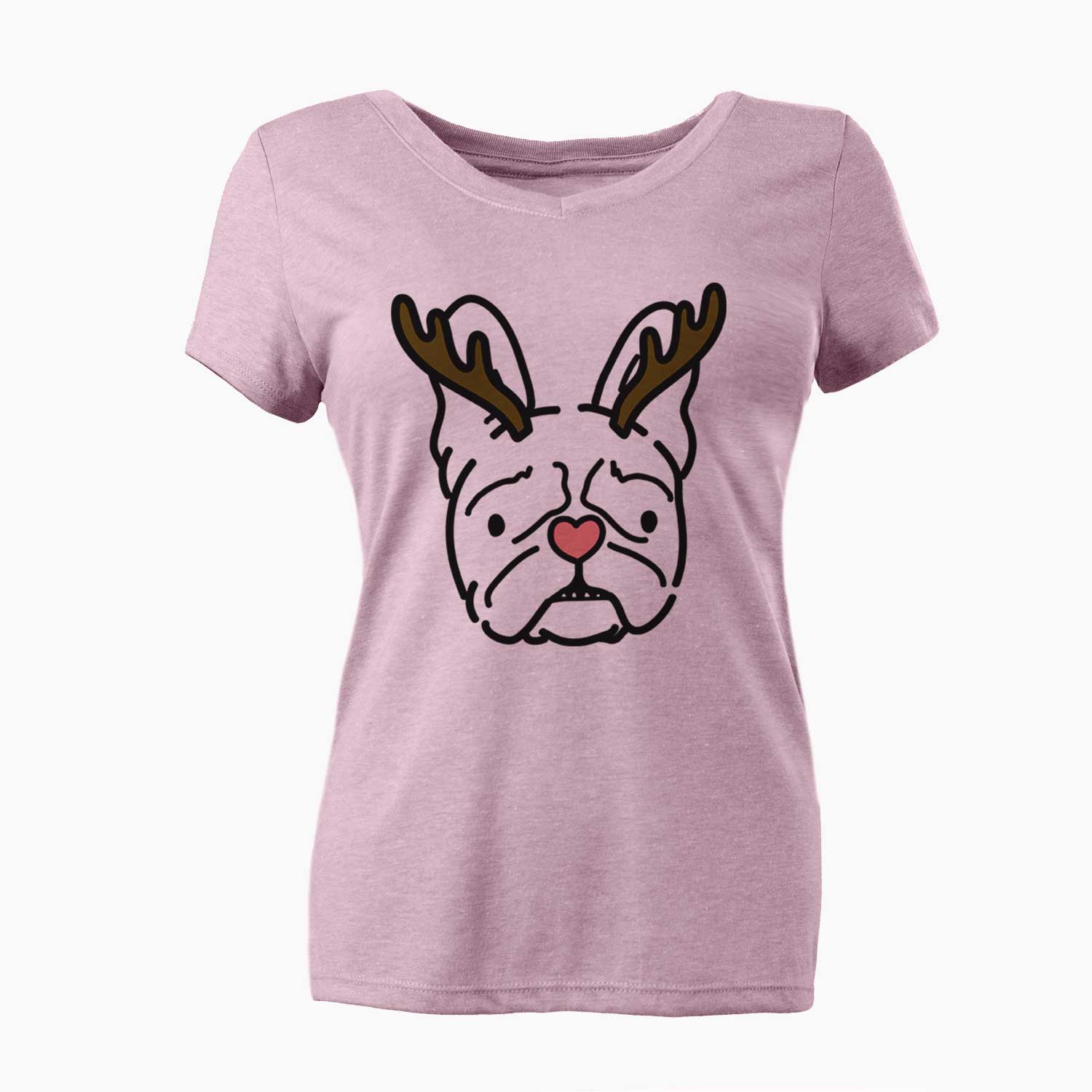 Red Nose French Bulldog - Squishy - Women's V-neck Shirt