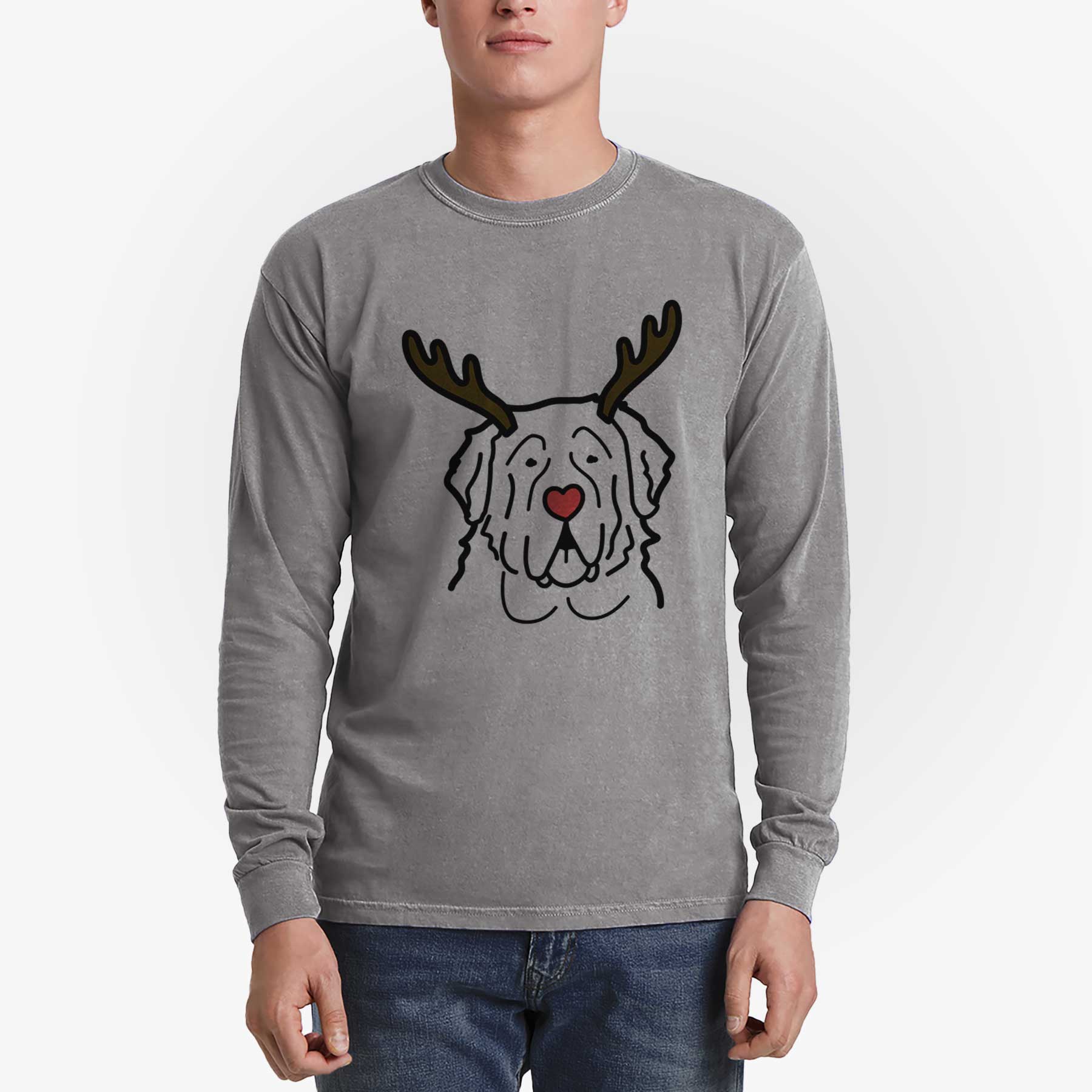 Red Nose Saint Bernard - Heavyweight 100% Cotton Long Sleeve