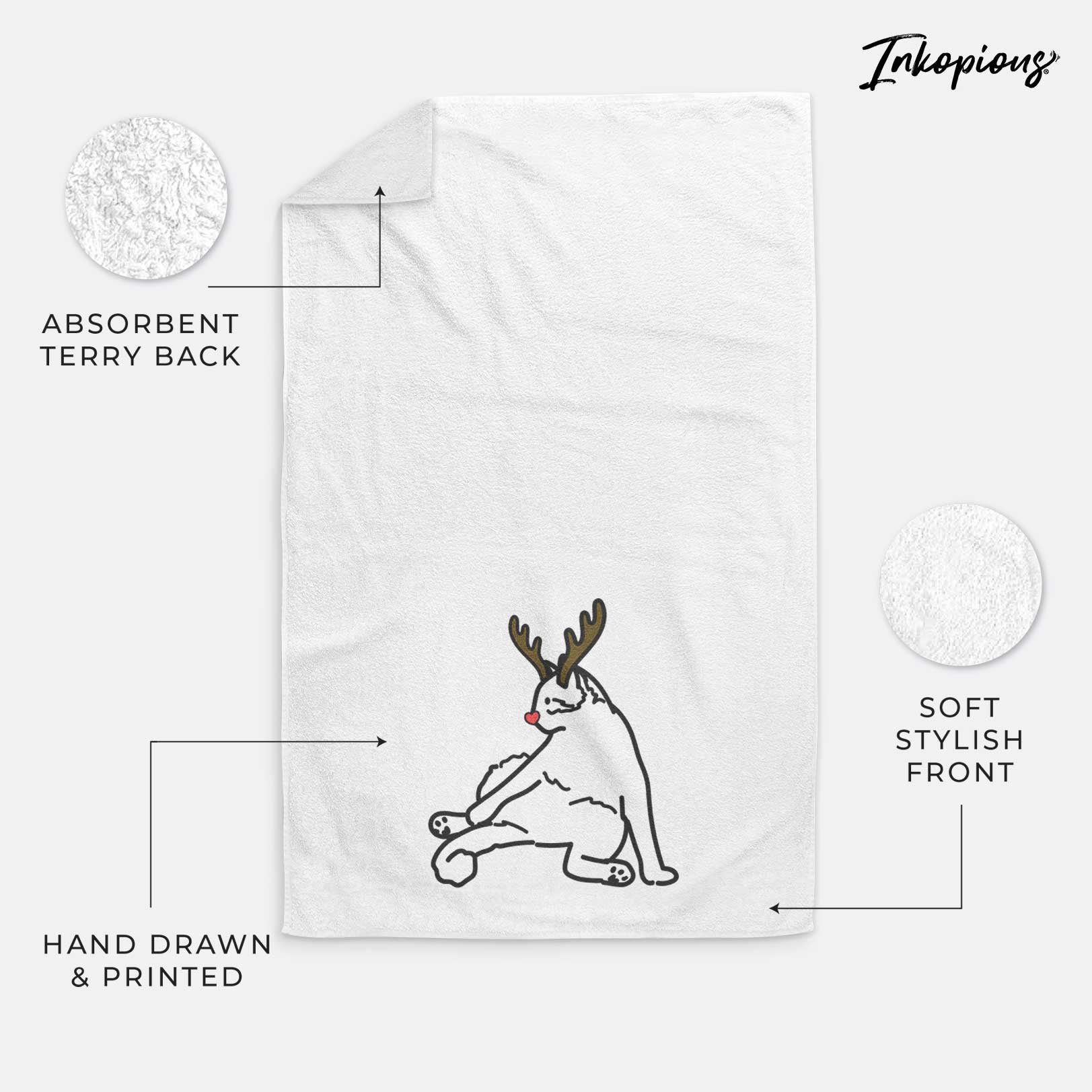 Red Nose Cat - Tom - Decorative Hand Towel