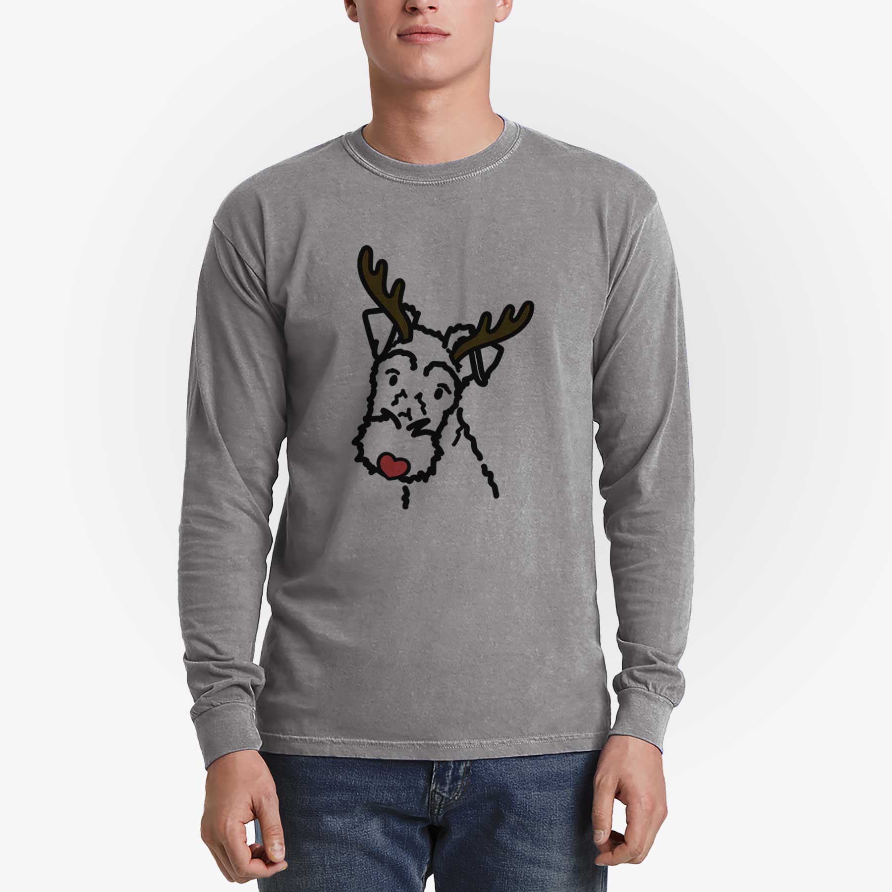 Red Nose Wire Fox Terrier - Heavyweight 100% Cotton Long Sleeve