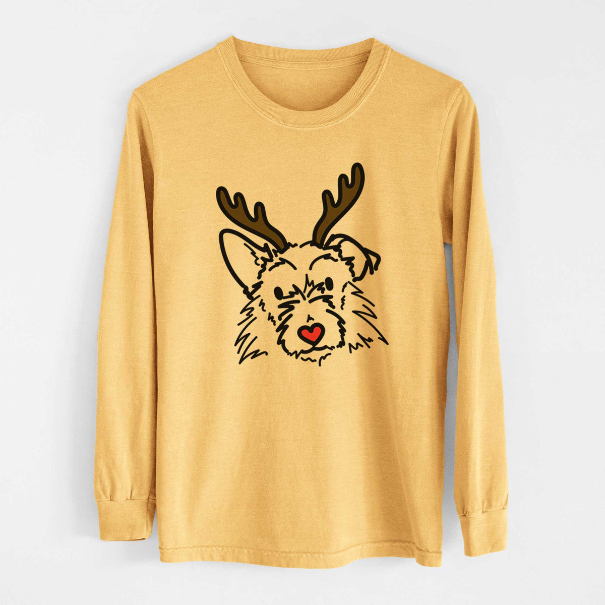 Red Nose Terrier Mix - Ziggy - Heavyweight 100% Cotton Long Sleeve