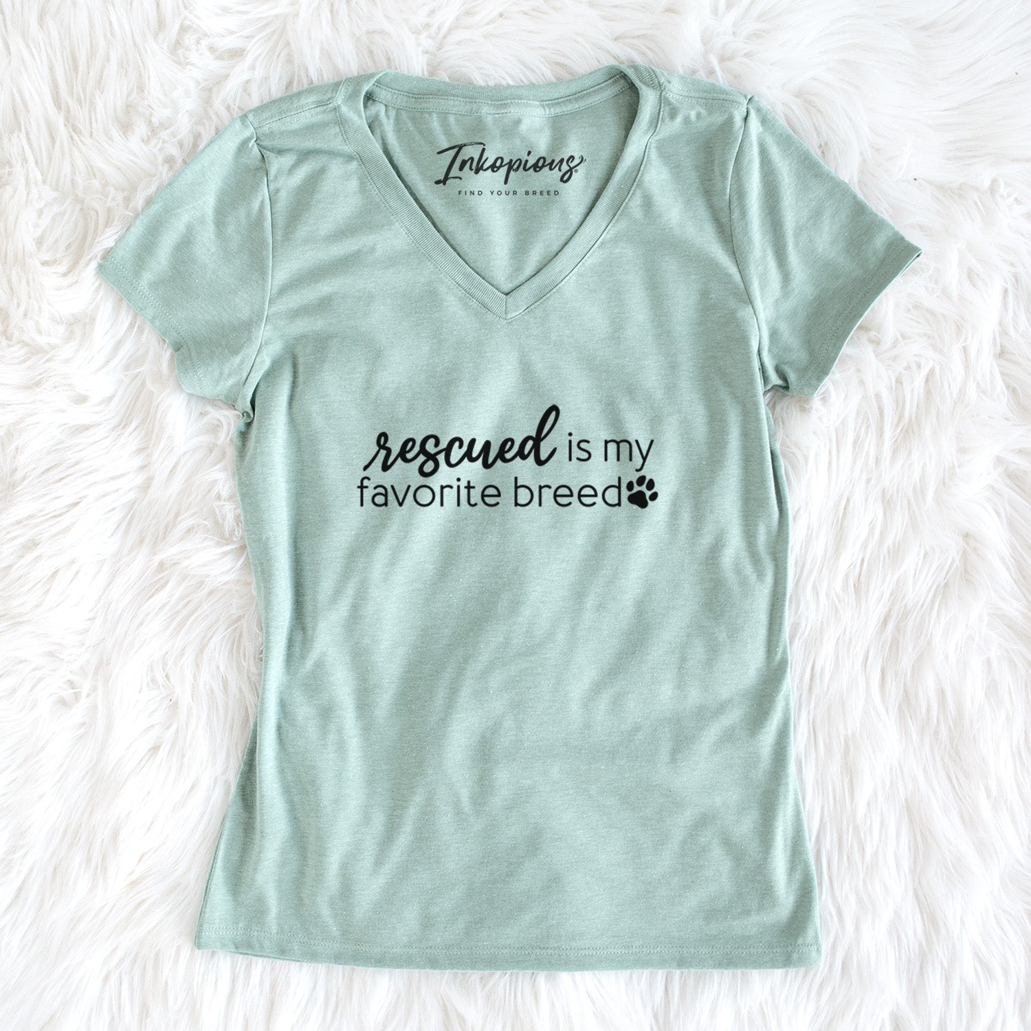 Rescued is My Favorite Breed - Women's V-neck Shirt