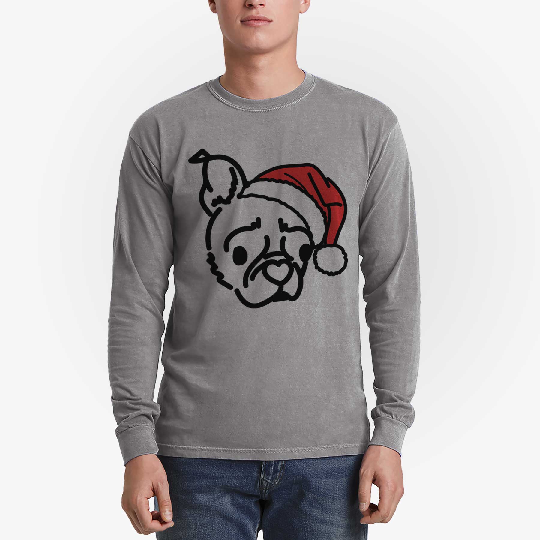 Jolly Pug Boston Terrier Mix - Bella - Heavyweight 100% Cotton Long Sleeve