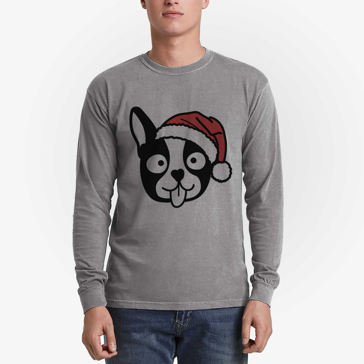 Jolly Boston Terrier - Heavyweight 100% Cotton Long Sleeve