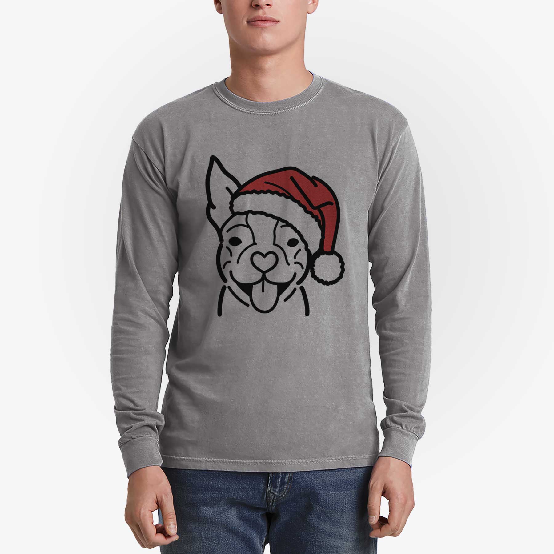 Jolly Happy Boston Terrier - Heavyweight 100% Cotton Long Sleeve