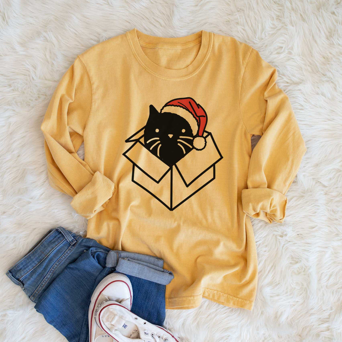 Jolly Black Cat in a Box - Doc - Heavyweight 100% Cotton Long Sleeve