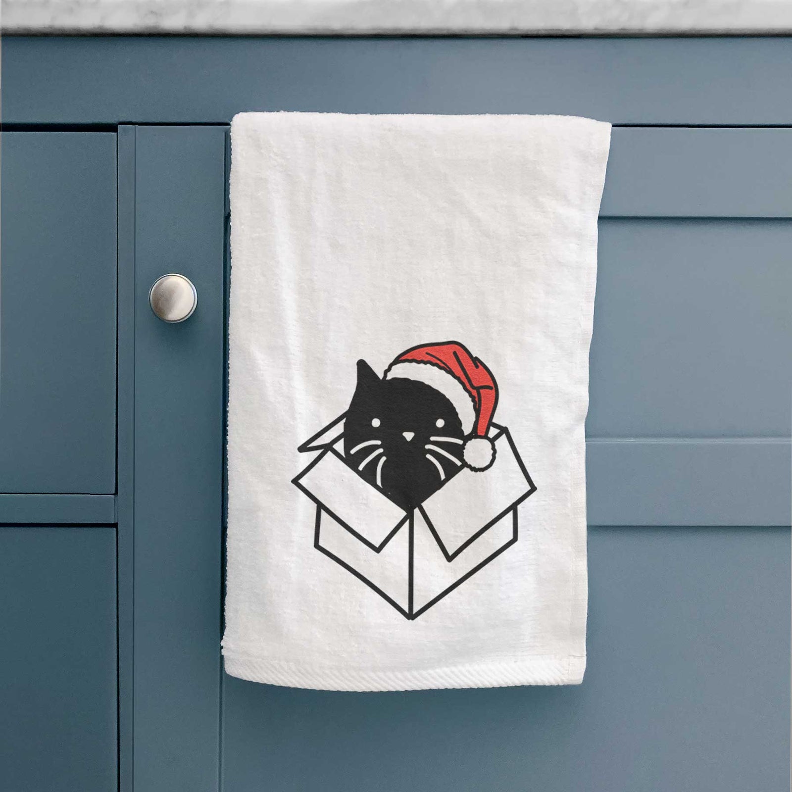 Jolly Black Cat in a Box - Doc - Decorative Hand Towel