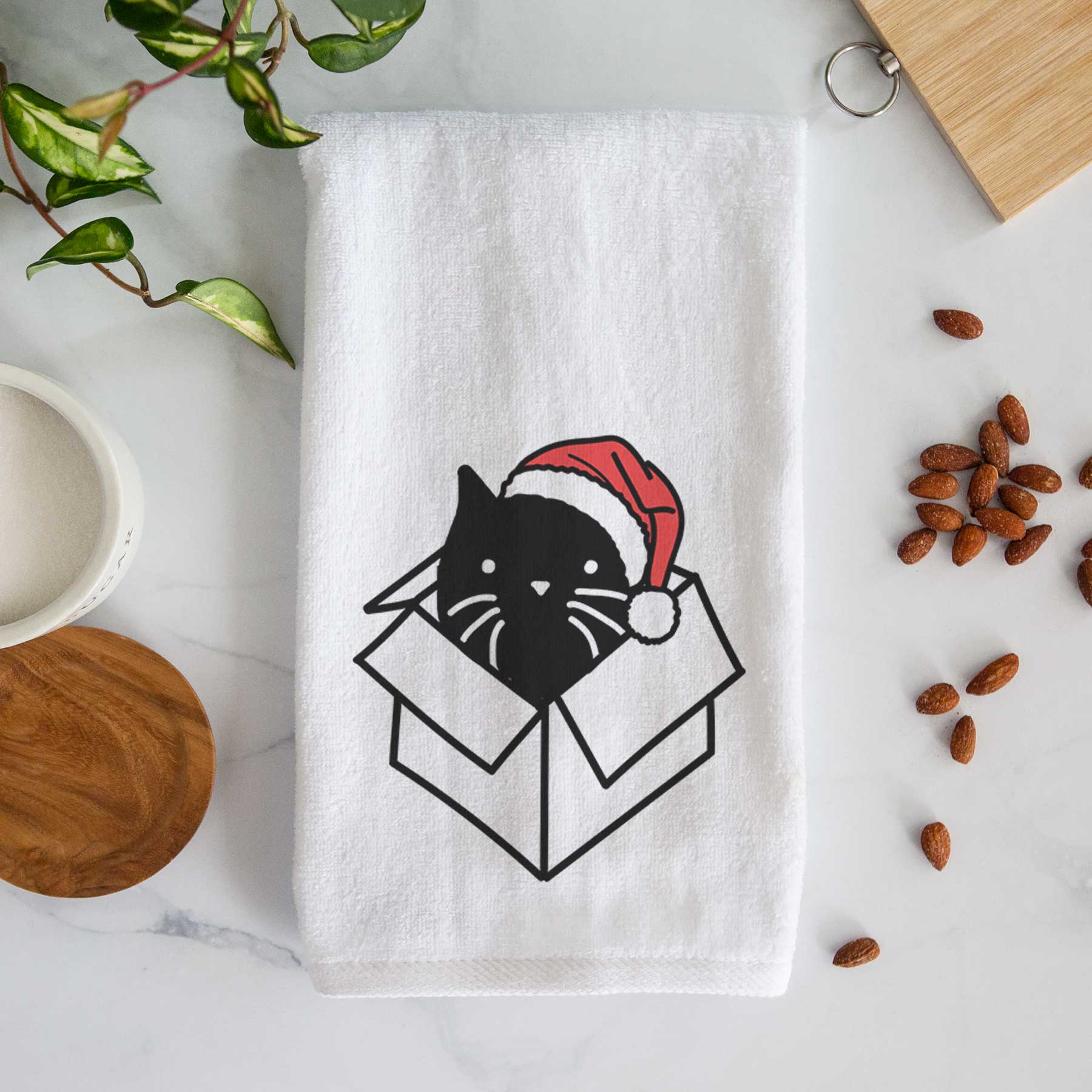 Jolly Black Cat in a Box - Doc - Decorative Hand Towel