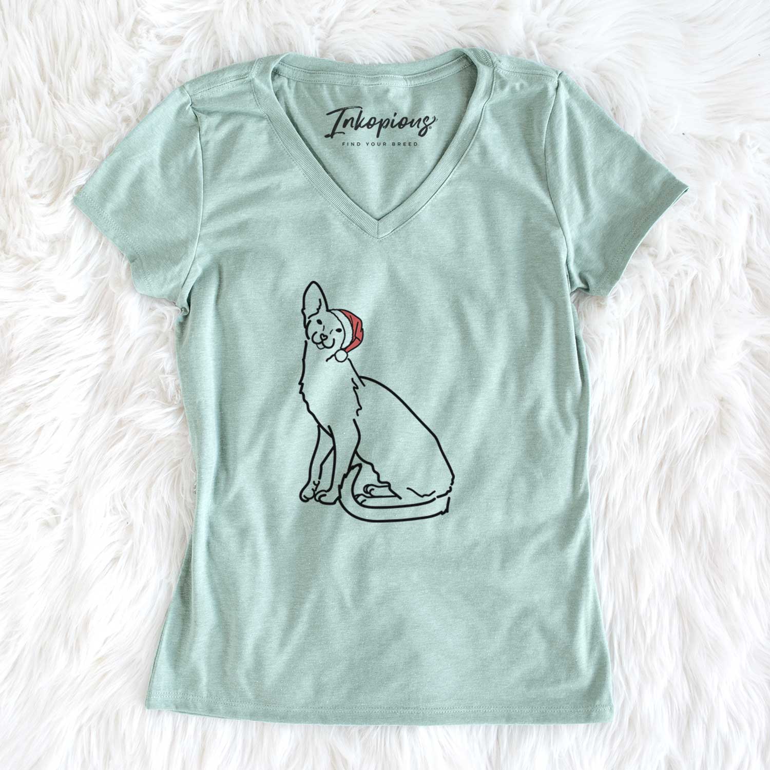 Jolly Oriental Shorthair Cat - Lyra - Women's V-neck Shirt