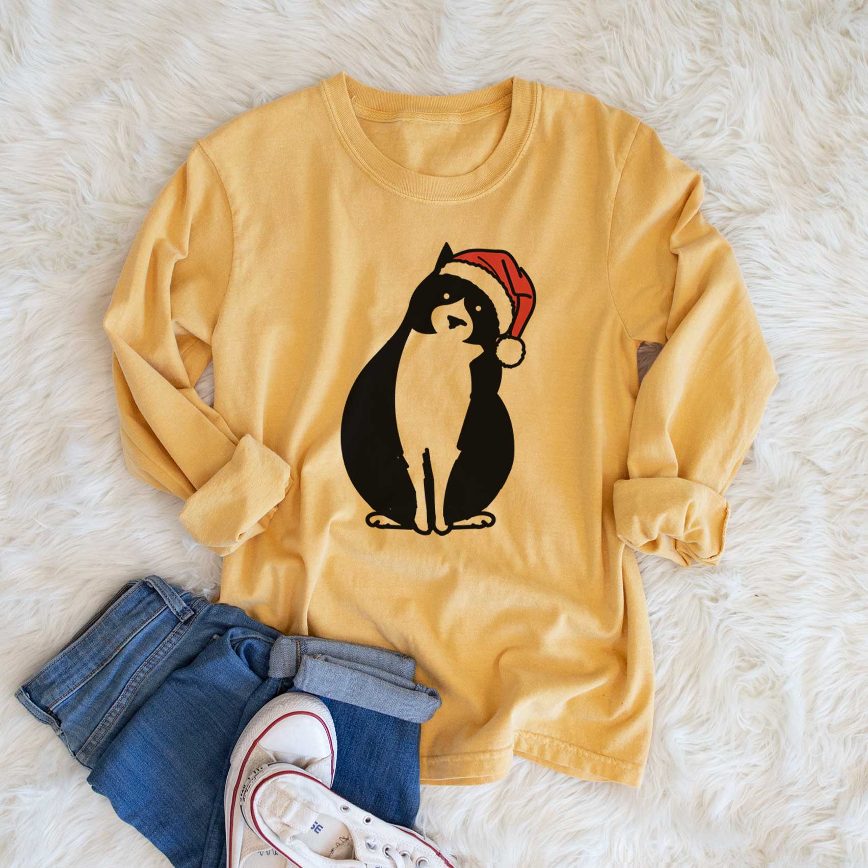 Jolly Tuxedo Cat - Oliver - Heavyweight 100% Cotton Long Sleeve