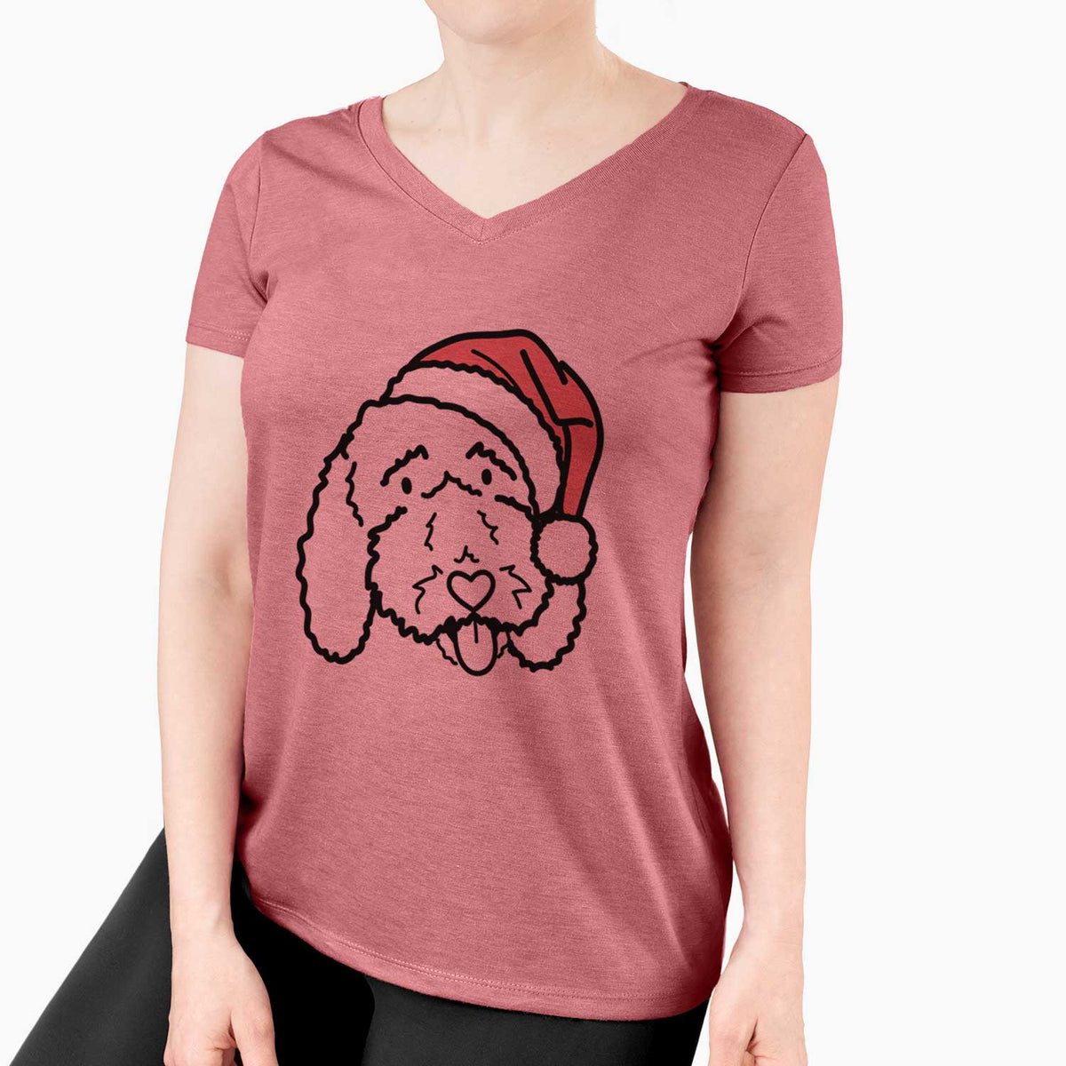 Jolly Bernedoodle - Ruby - Women's V-neck Shirt