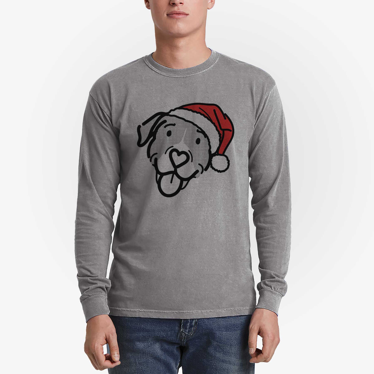Jolly Pitbull Mix - Shadow - Heavyweight 100% Cotton Long Sleeve