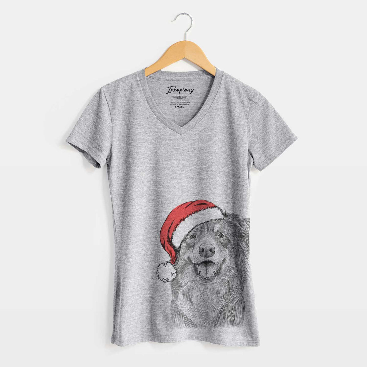 Santa Aussie Parker the Australian Shepherd - Women's V-neck Shirt