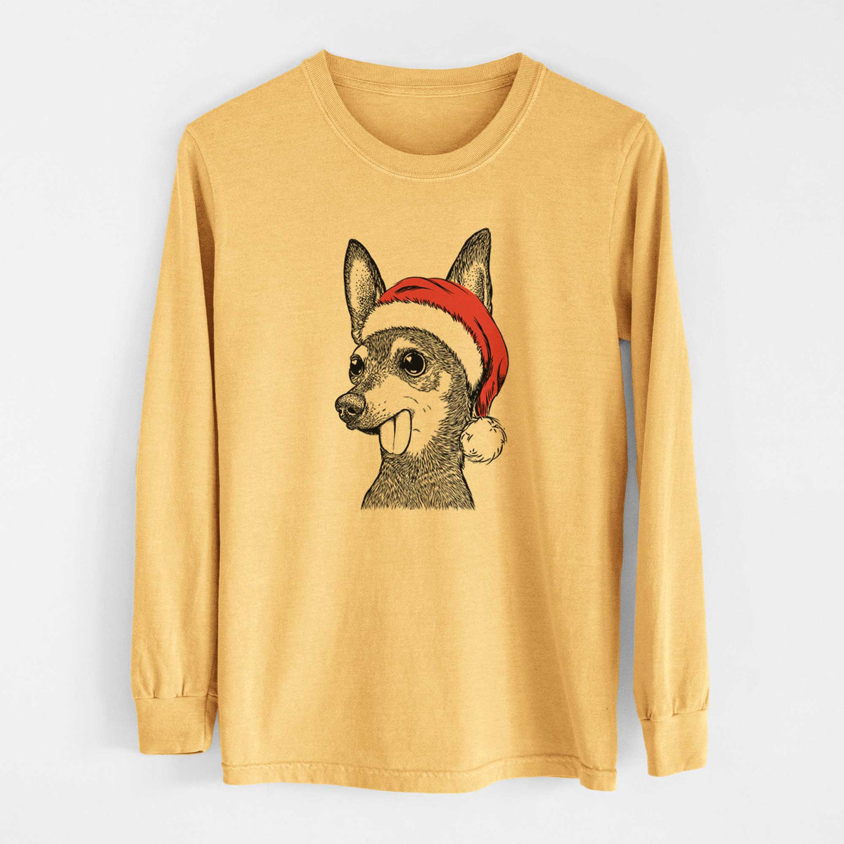 Santa Aaron the Chihuahua - Heavyweight 100% Cotton Long Sleeve