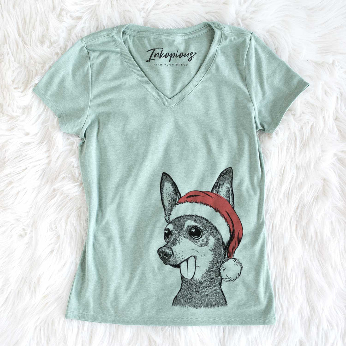 Santa Aaron the Chihuahua - Women&#39;s V-neck Shirt