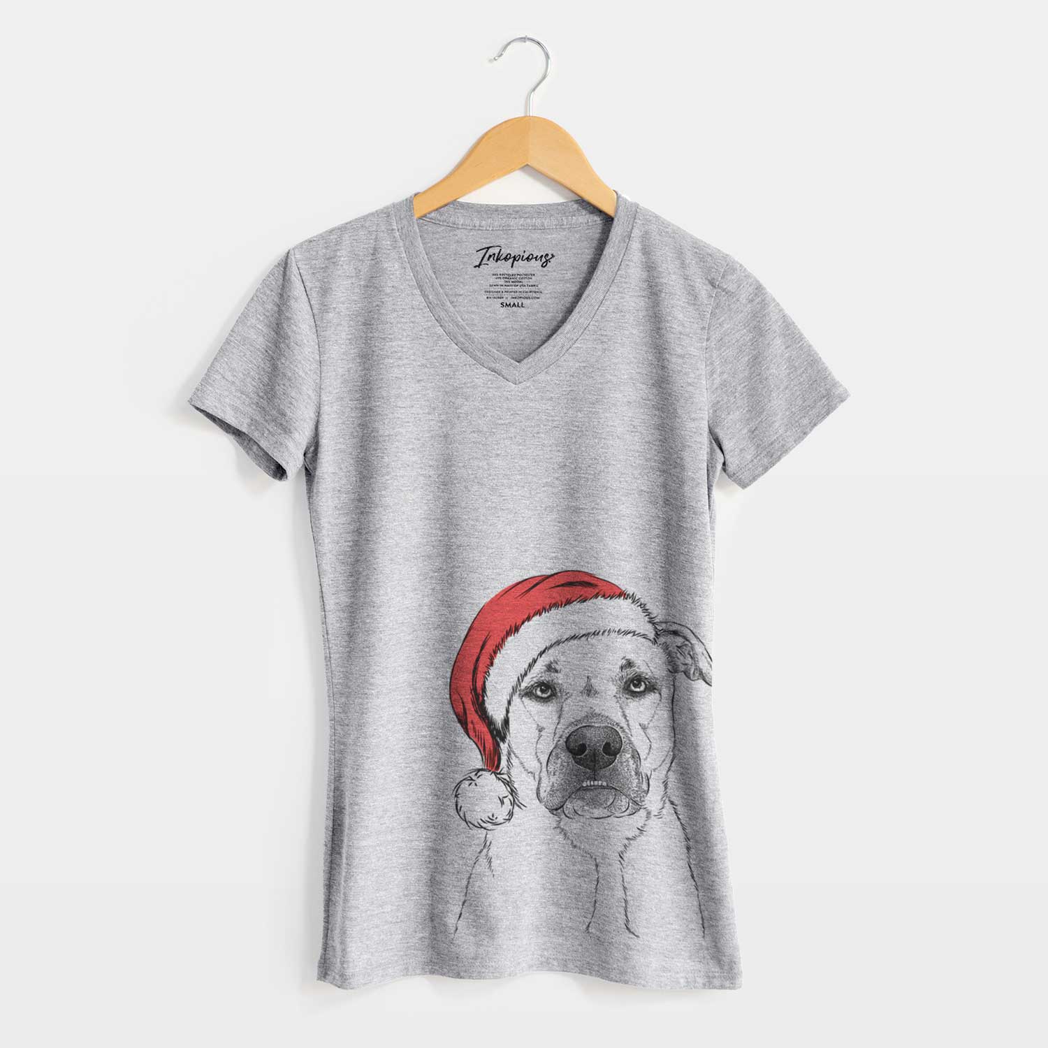 Santa Abby the Boxer Beagle Mix - Women's V-neck Shirt