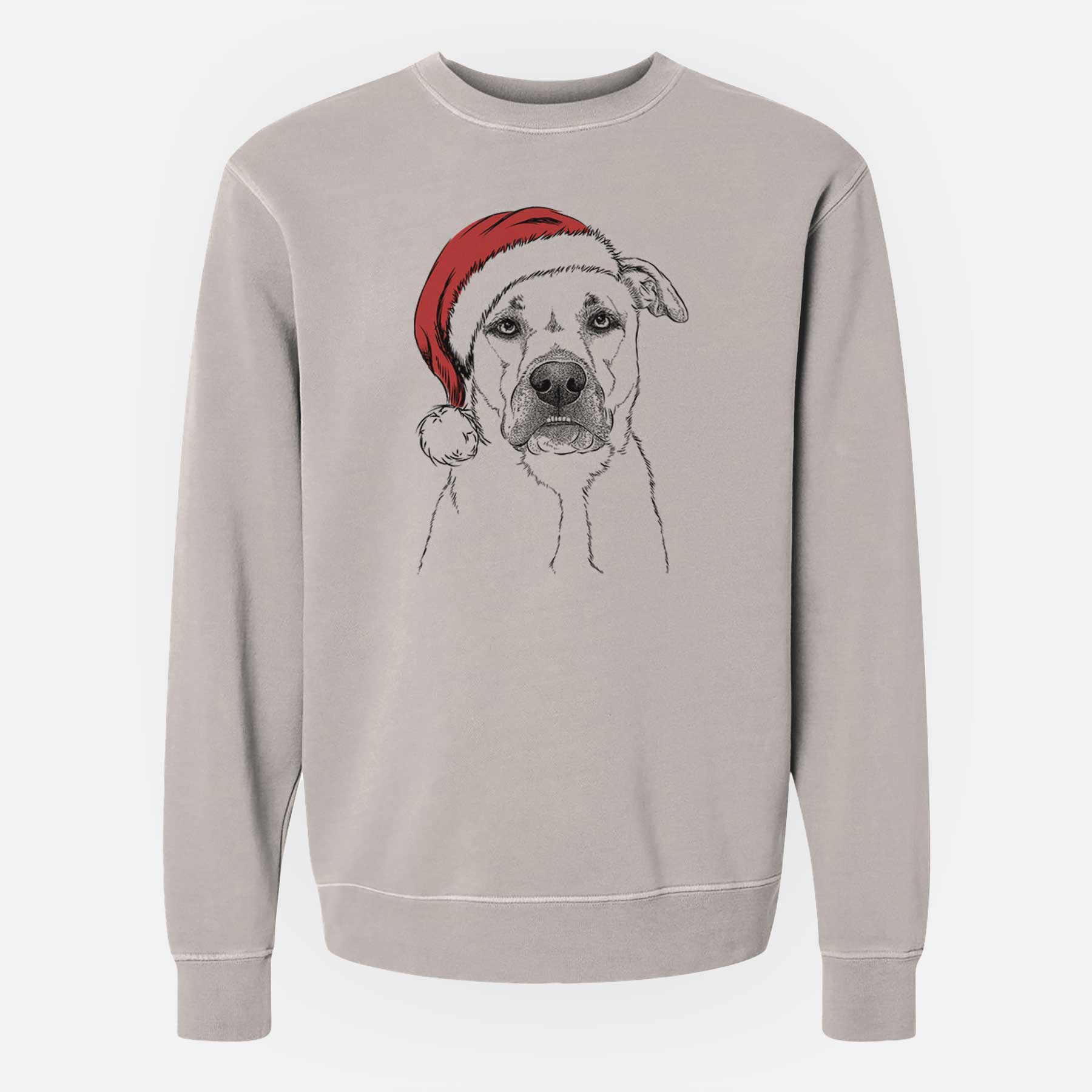 Santa Abby the Boxer Beagle Mix - Unisex Pigment Dyed Crew Sweatshirt