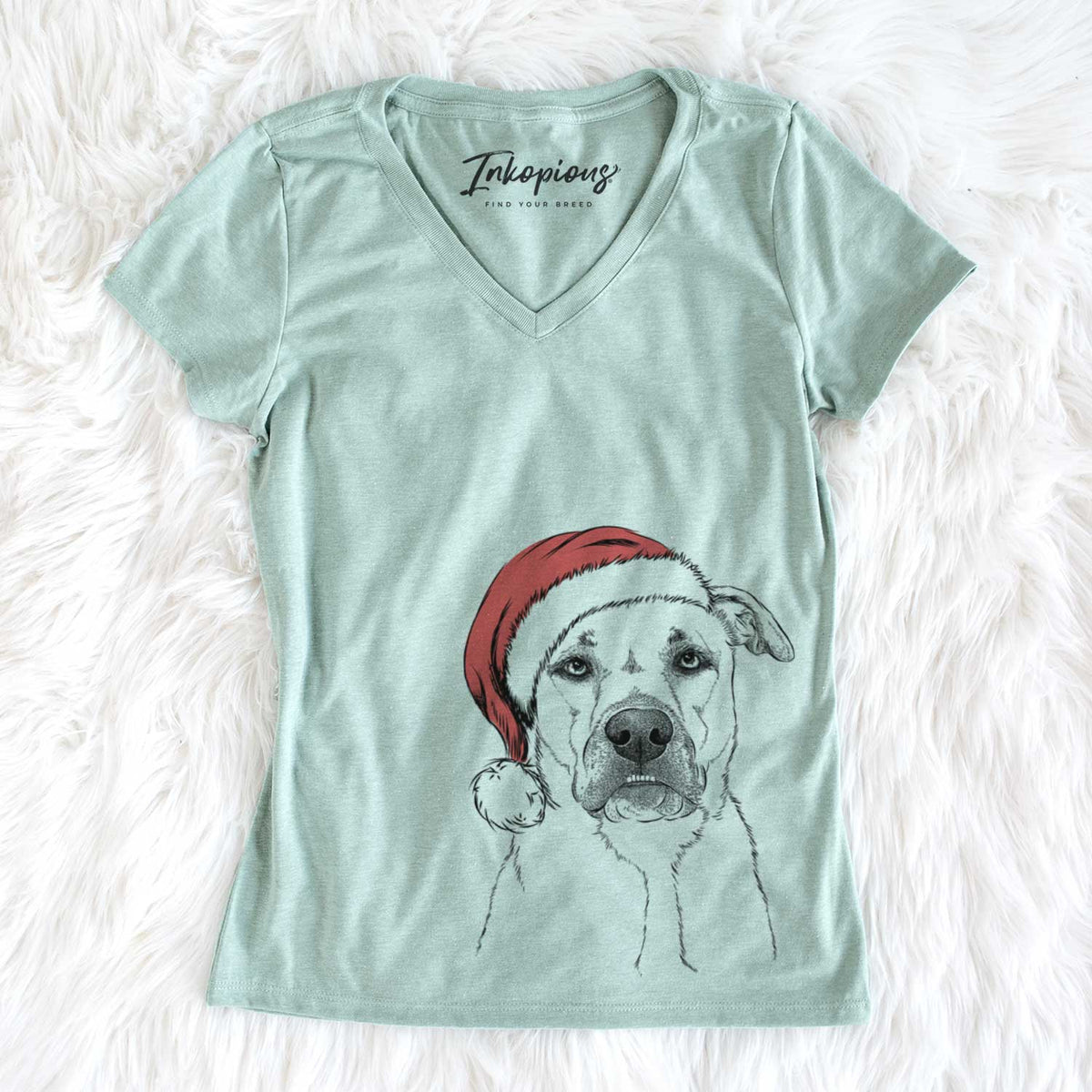 Santa Abby the Boxer Beagle Mix - Women&#39;s V-neck Shirt