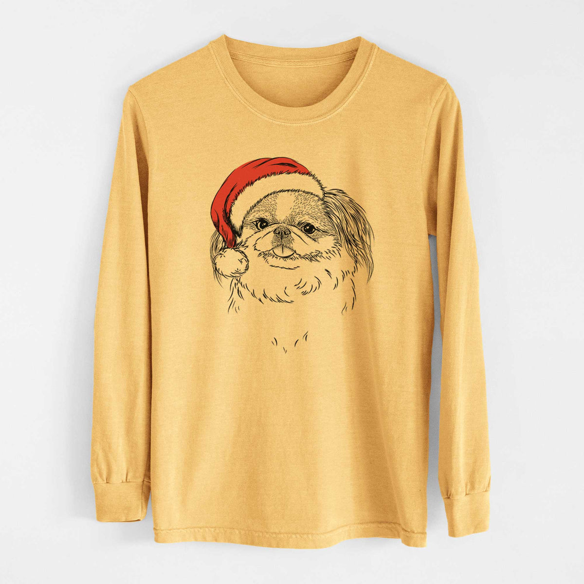 Santa Abra Bean the Pekingese - Heavyweight 100% Cotton Long Sleeve