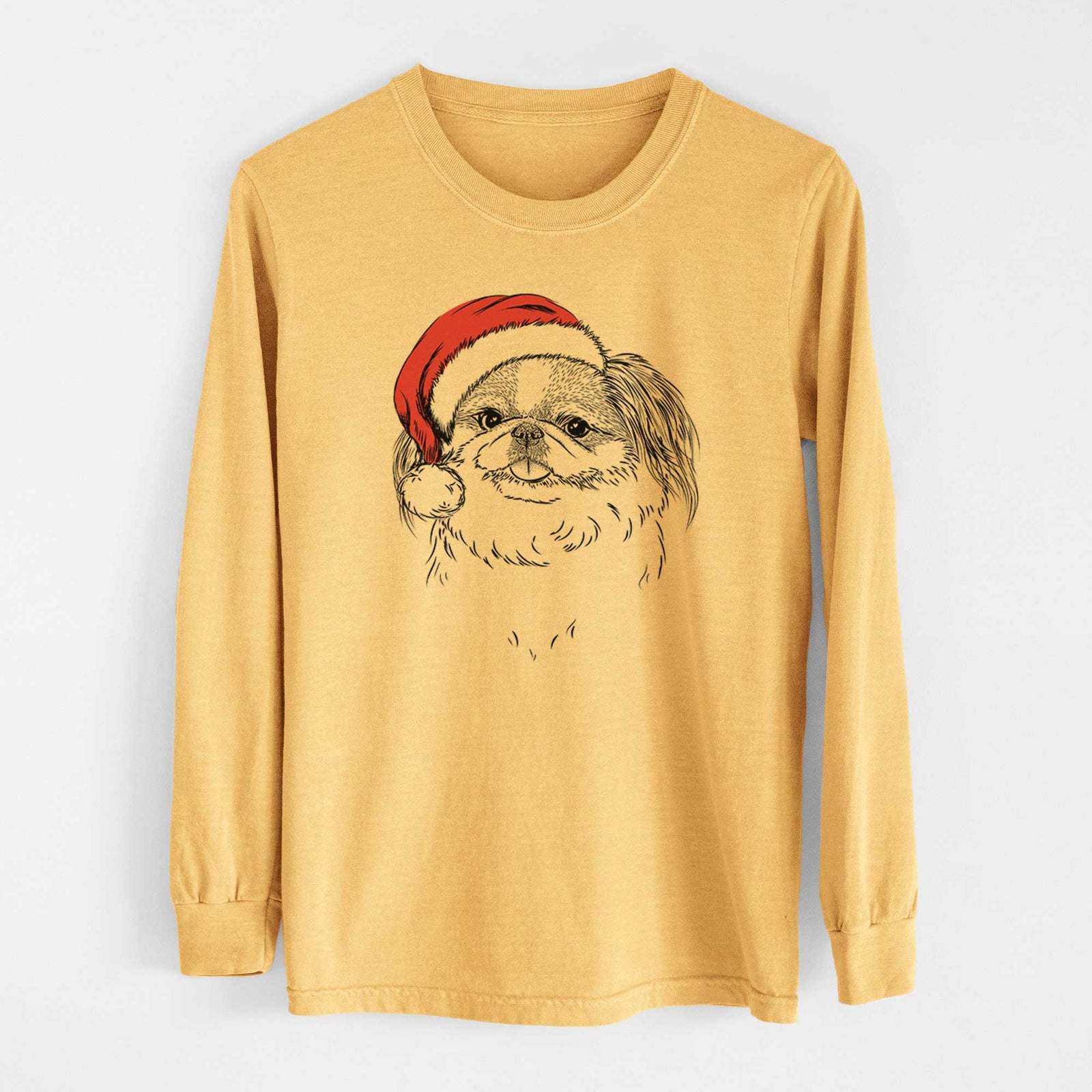 Santa Abra Bean the Pekingese - Heavyweight 100% Cotton Long Sleeve