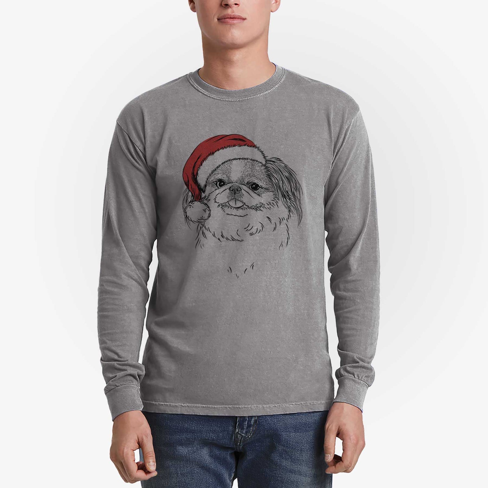 Santa Abra Bean the Pekingese - Heavyweight 100% Cotton Long Sleeve