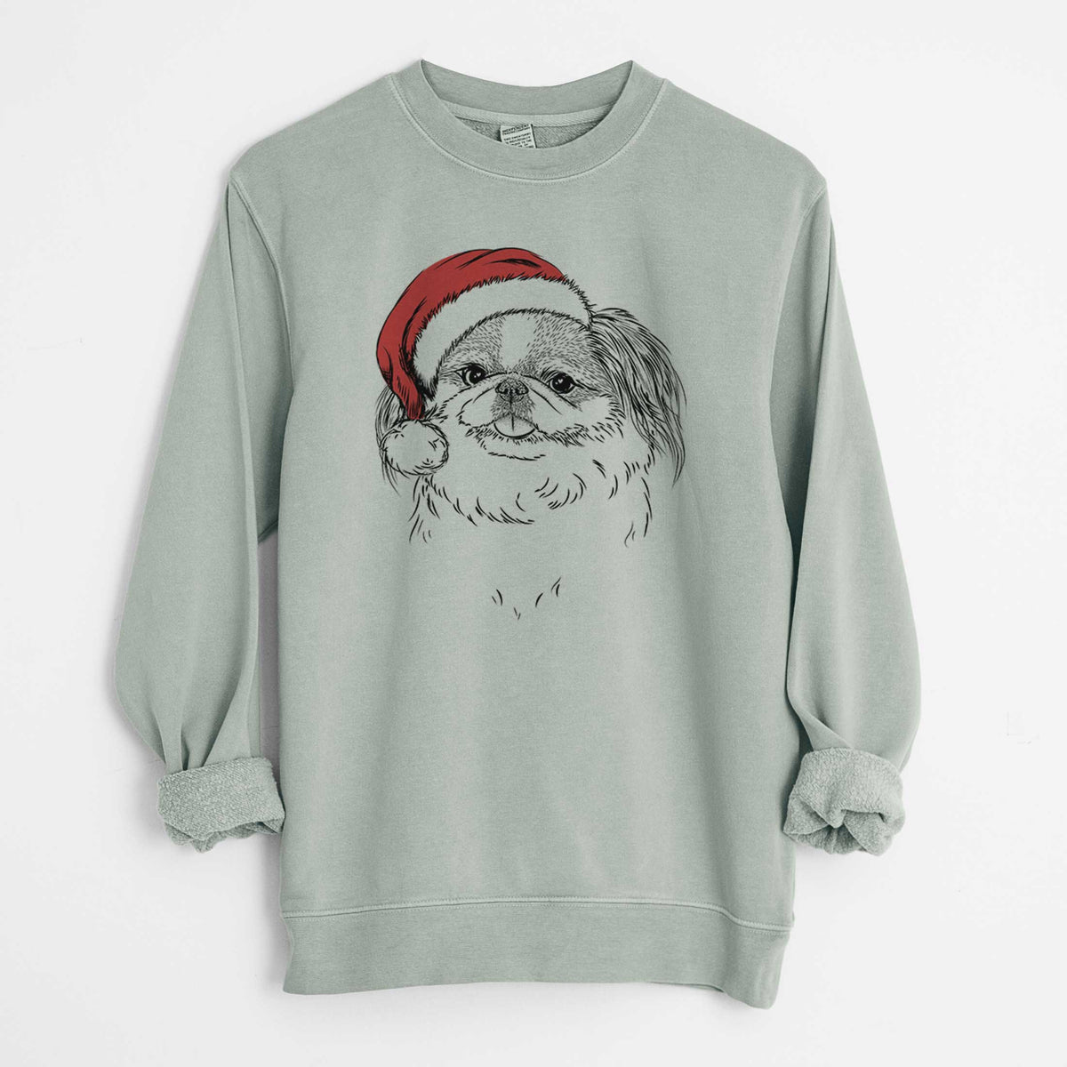 Santa Abra Bean the Pekingese - Unisex Pigment Dyed Crew Sweatshirt
