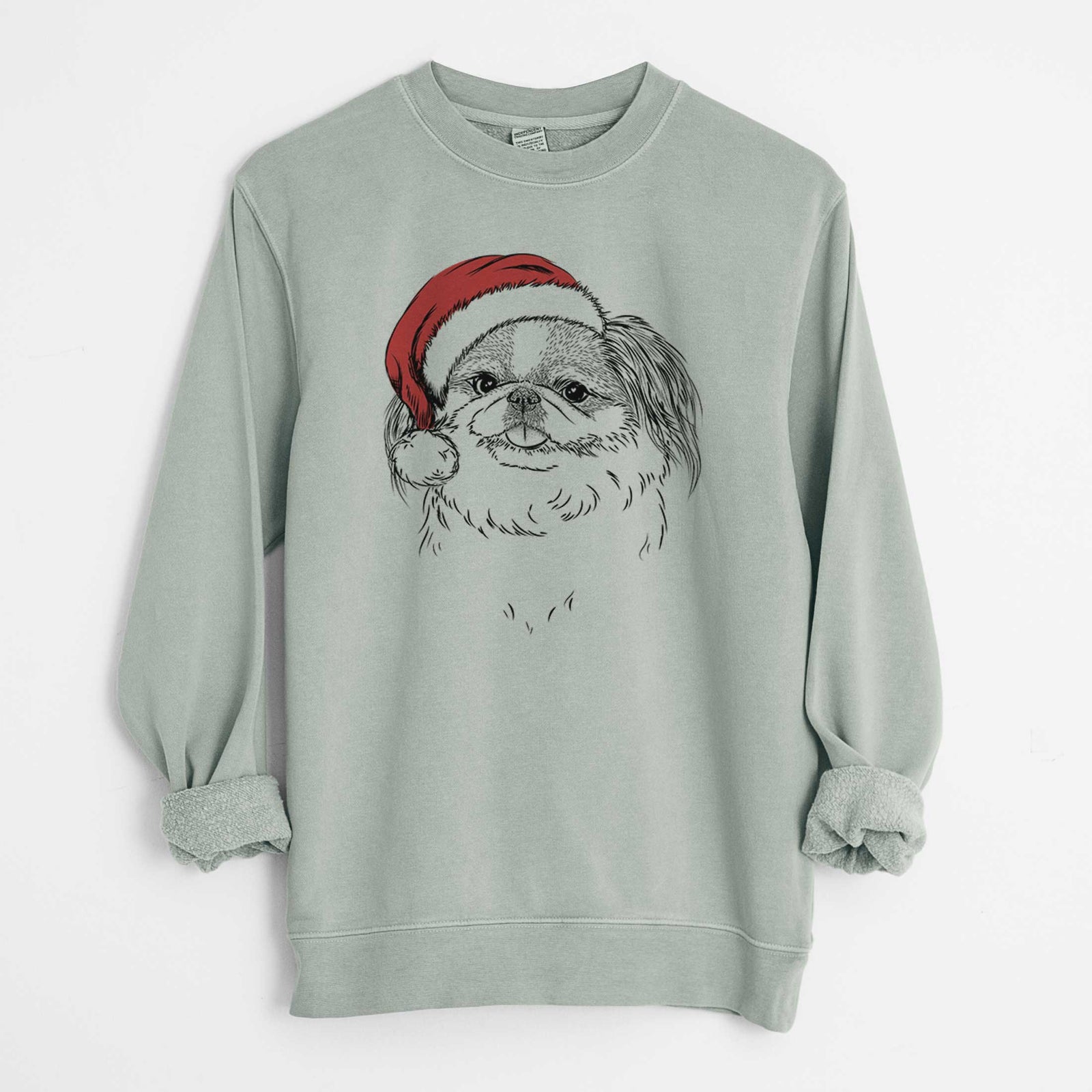 Santa Abra Bean the Pekingese - Unisex Pigment Dyed Crew Sweatshirt