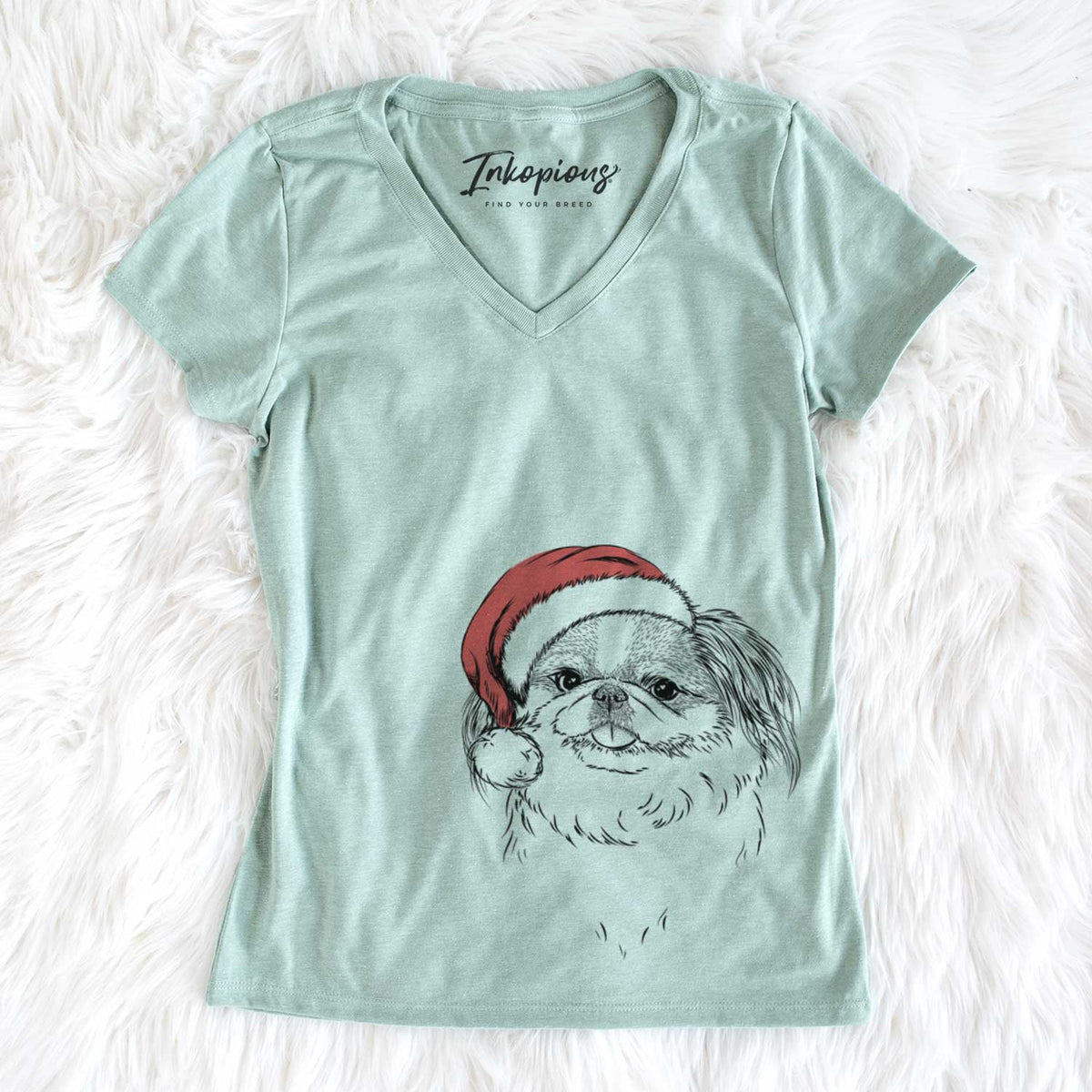 Santa Abra Bean the Pekingese - Women's V-neck Shirt