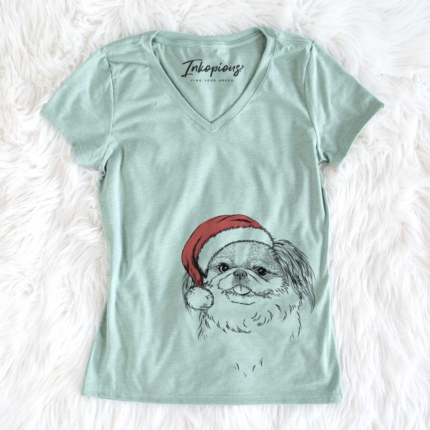 Santa Abra Bean the Pekingese - Women's V-neck Shirt