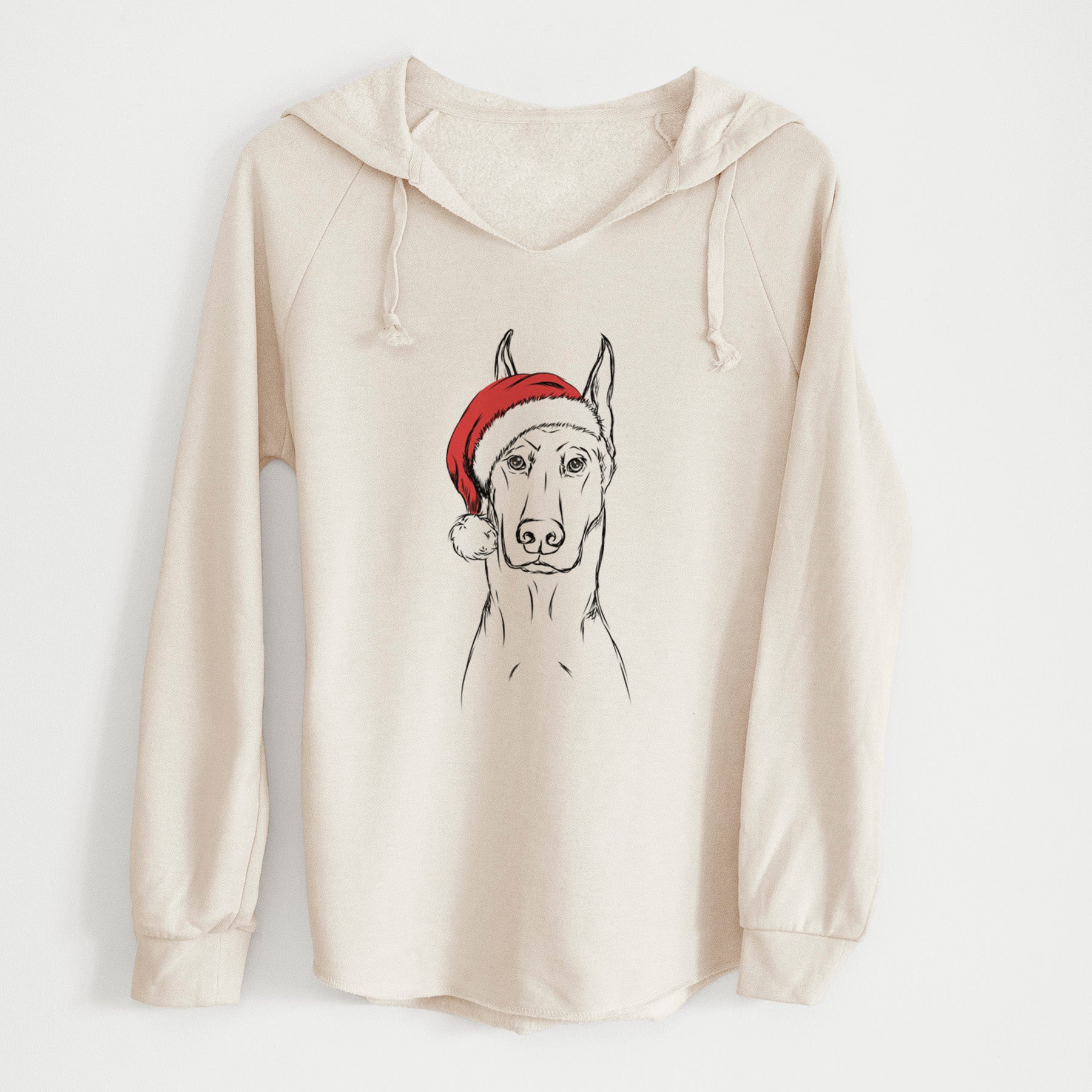 Santa Ace the Doberman Pinscher - Cali Wave Hooded Sweatshirt