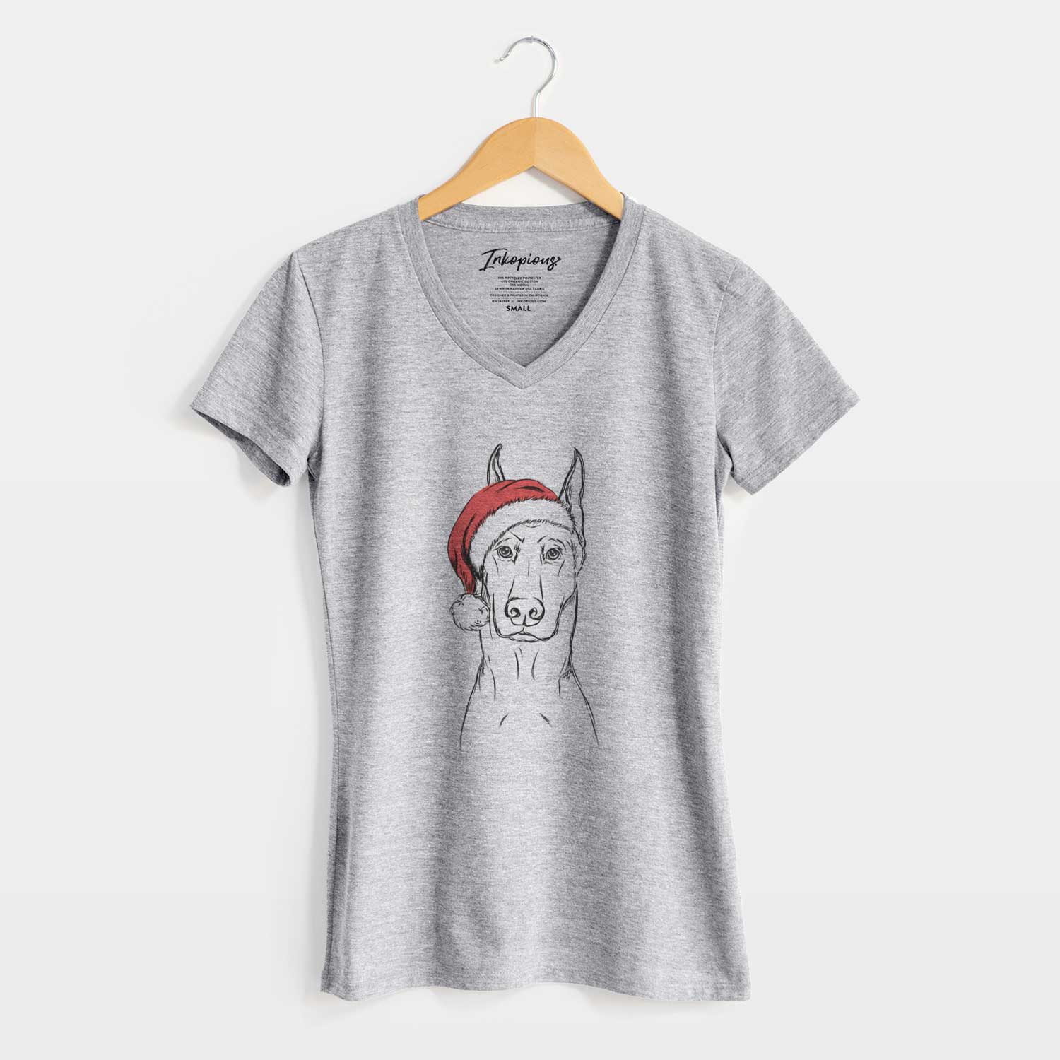 Santa Ace the Doberman Pinscher - Women's V-neck Shirt