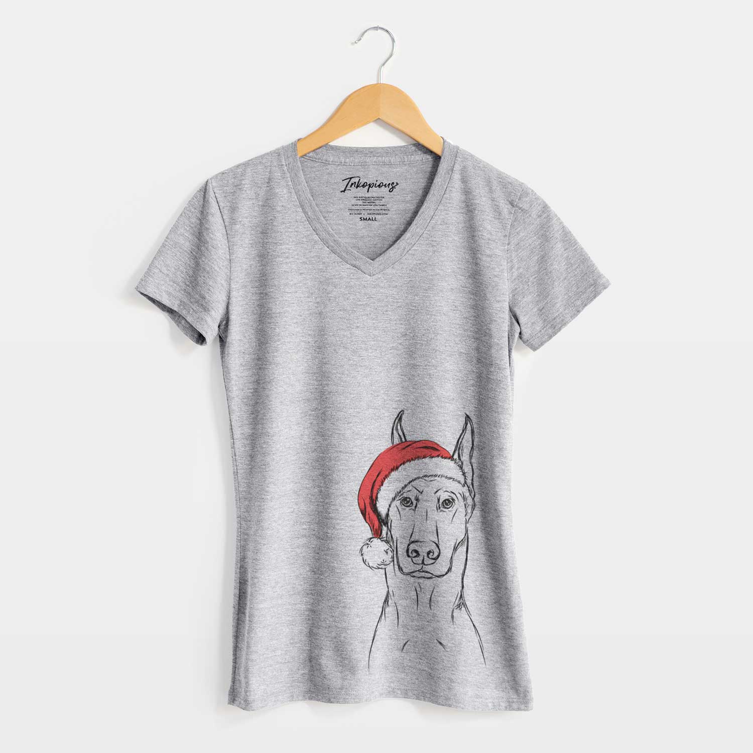 Santa Ace the Doberman Pinscher - Women's V-neck Shirt