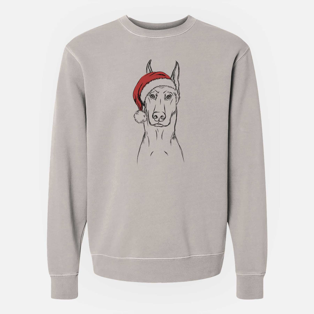 Santa Ace the Doberman Pinscher - Unisex Pigment Dyed Crew Sweatshirt