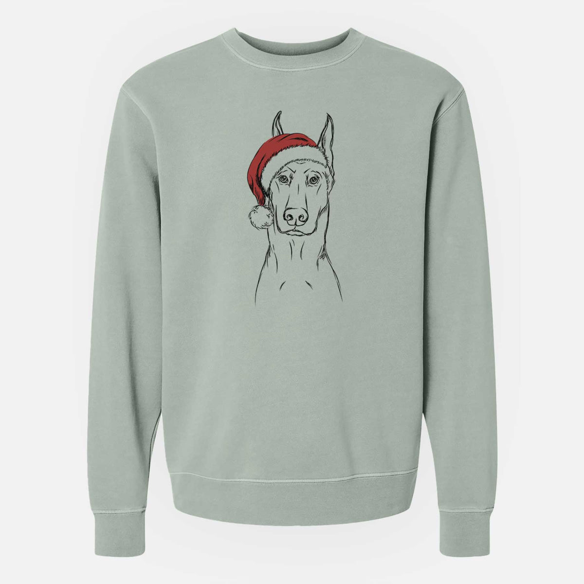Santa Ace the Doberman Pinscher - Unisex Pigment Dyed Crew Sweatshirt