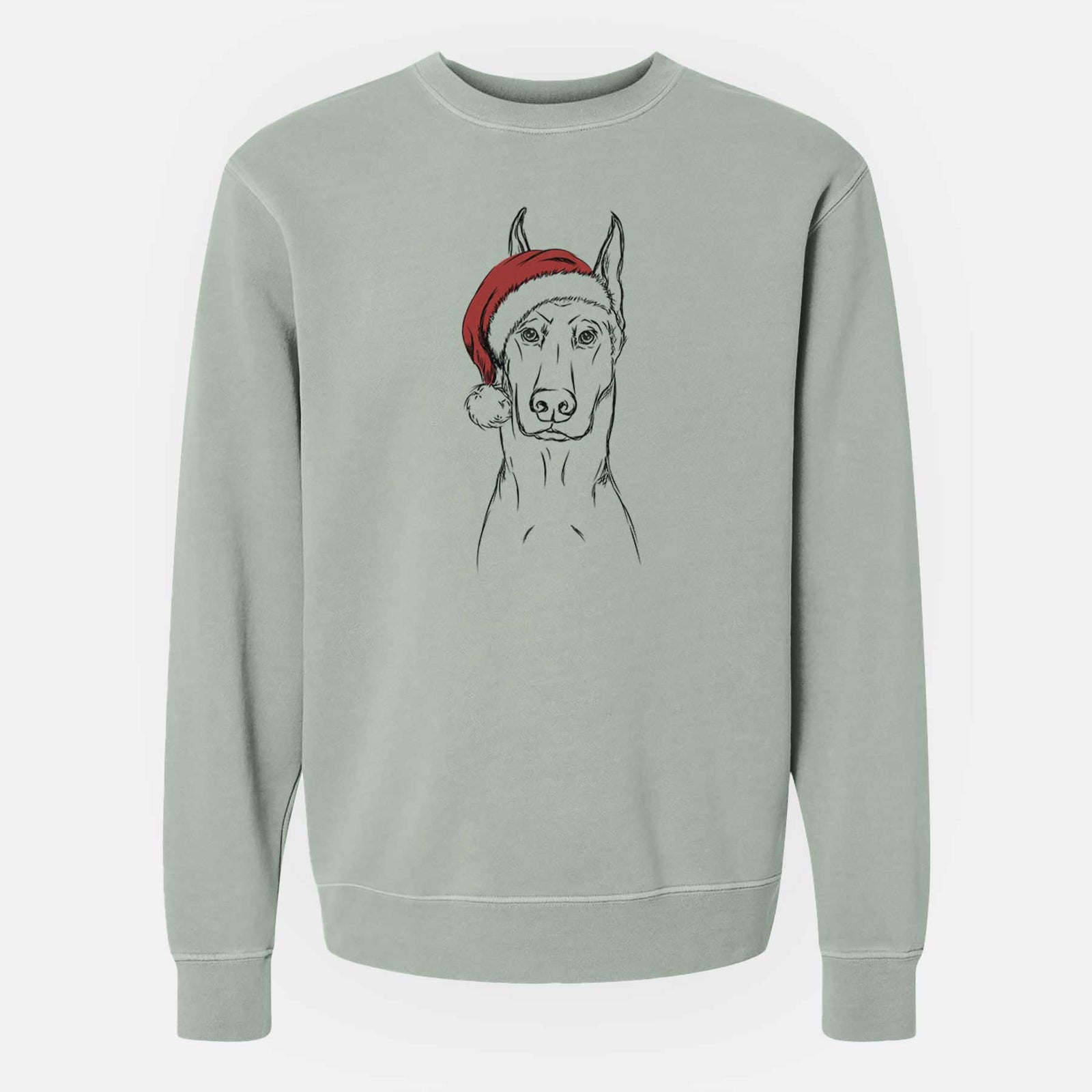 Santa Ace the Doberman Pinscher - Unisex Pigment Dyed Crew Sweatshirt