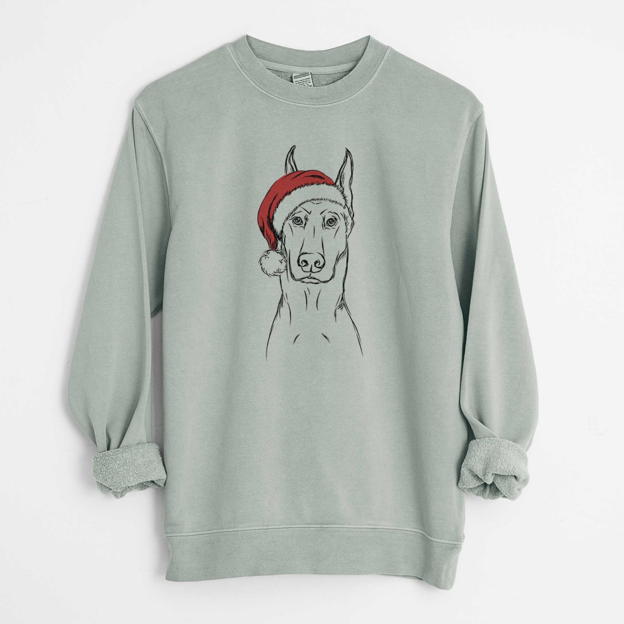 Santa Ace the Doberman Pinscher - Unisex Pigment Dyed Crew Sweatshirt