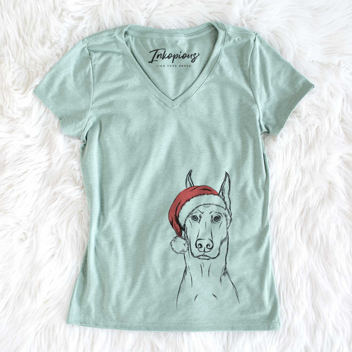 Santa Ace the Doberman Pinscher - Women&#39;s V-neck Shirt